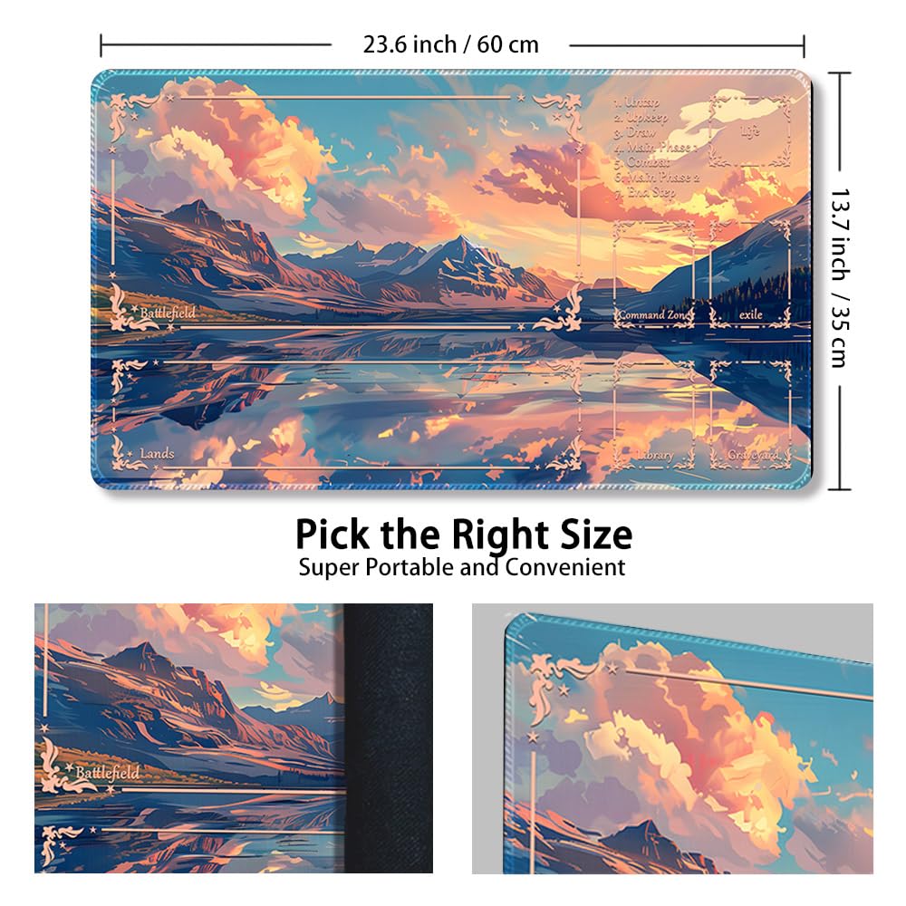 Premium MTG Playmat with Zone Markings & Locking Edges - Waterproof Storage Bag Included - Durable TCG Game Mat for Magic: The Gathering - Perfect for Tournaments, Casual Play & Card Protection