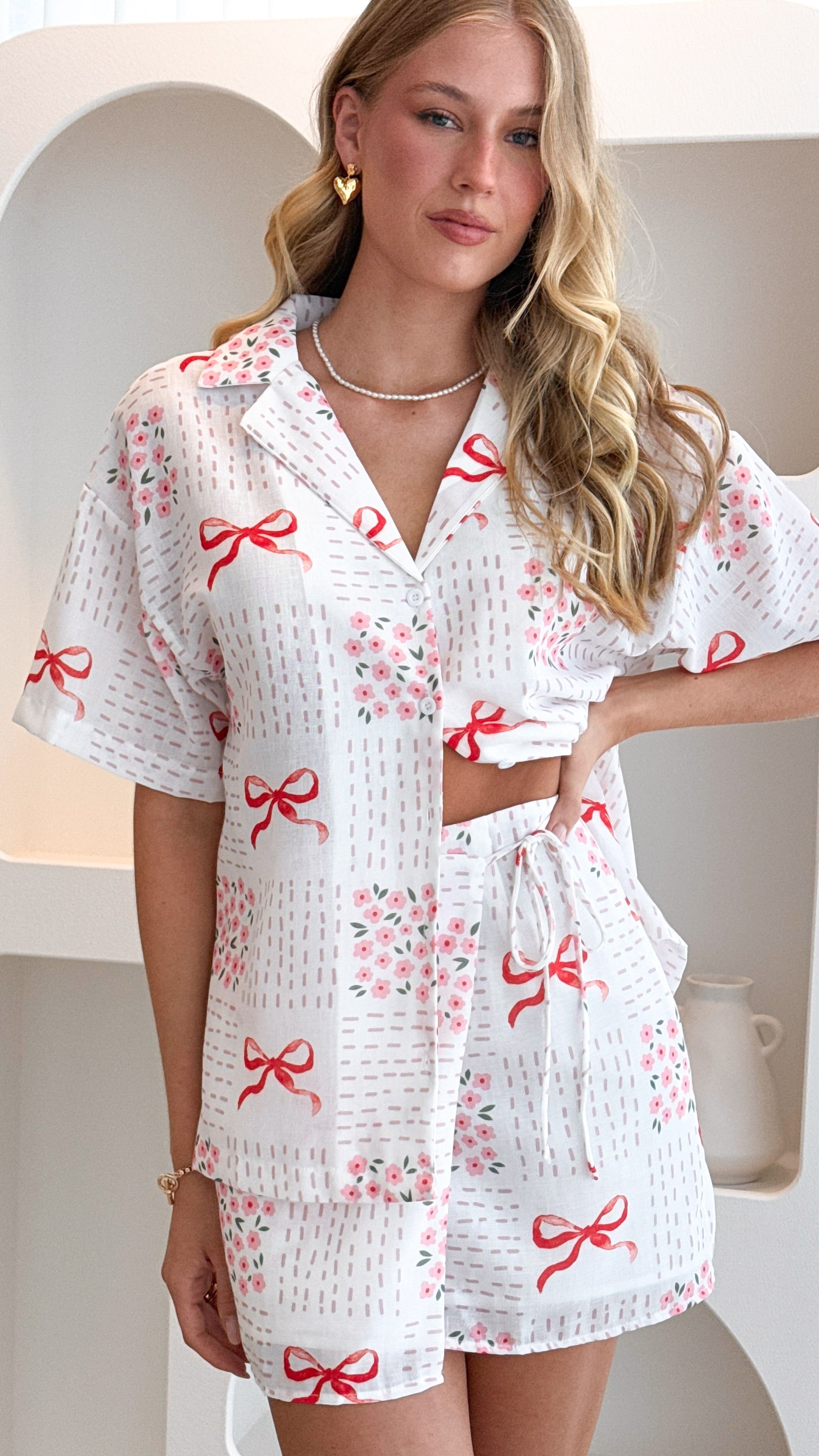 Abilene Button Up Shirt for Women | Sweet Bow Pink Blouse | Office Wear, Casual Outfits & Special Occasions