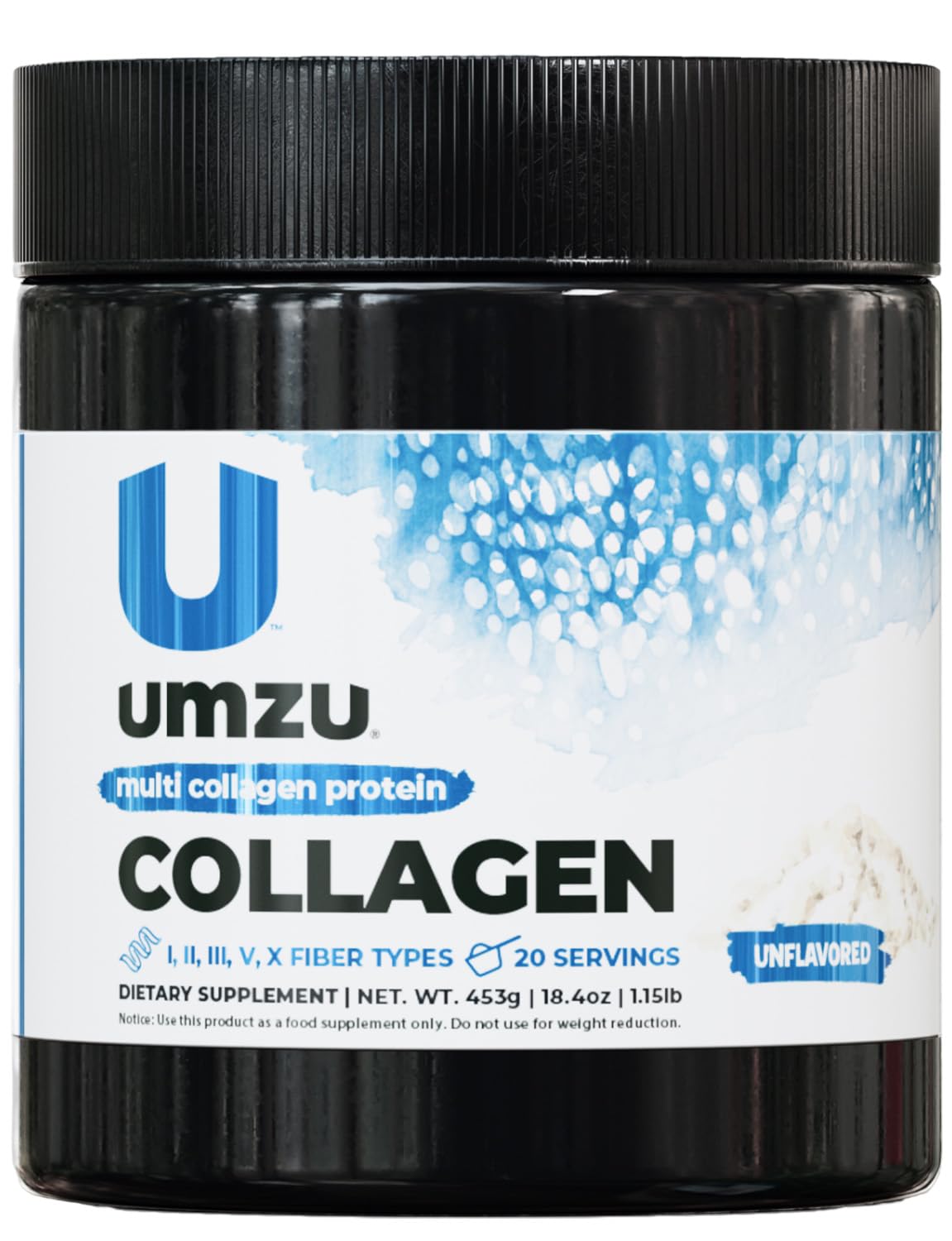 UMZU ZuCollagen Hydrolyzed Collagen Protein Powder - 5 Types of Collagen Peptides for Healthy Hair, Skin, Nails, Joints & Gut Support | 20g Protein per Serving, Low Calorie, Unflavored | Perfect for Smoothies, Coffee & Post-Workout Recovery