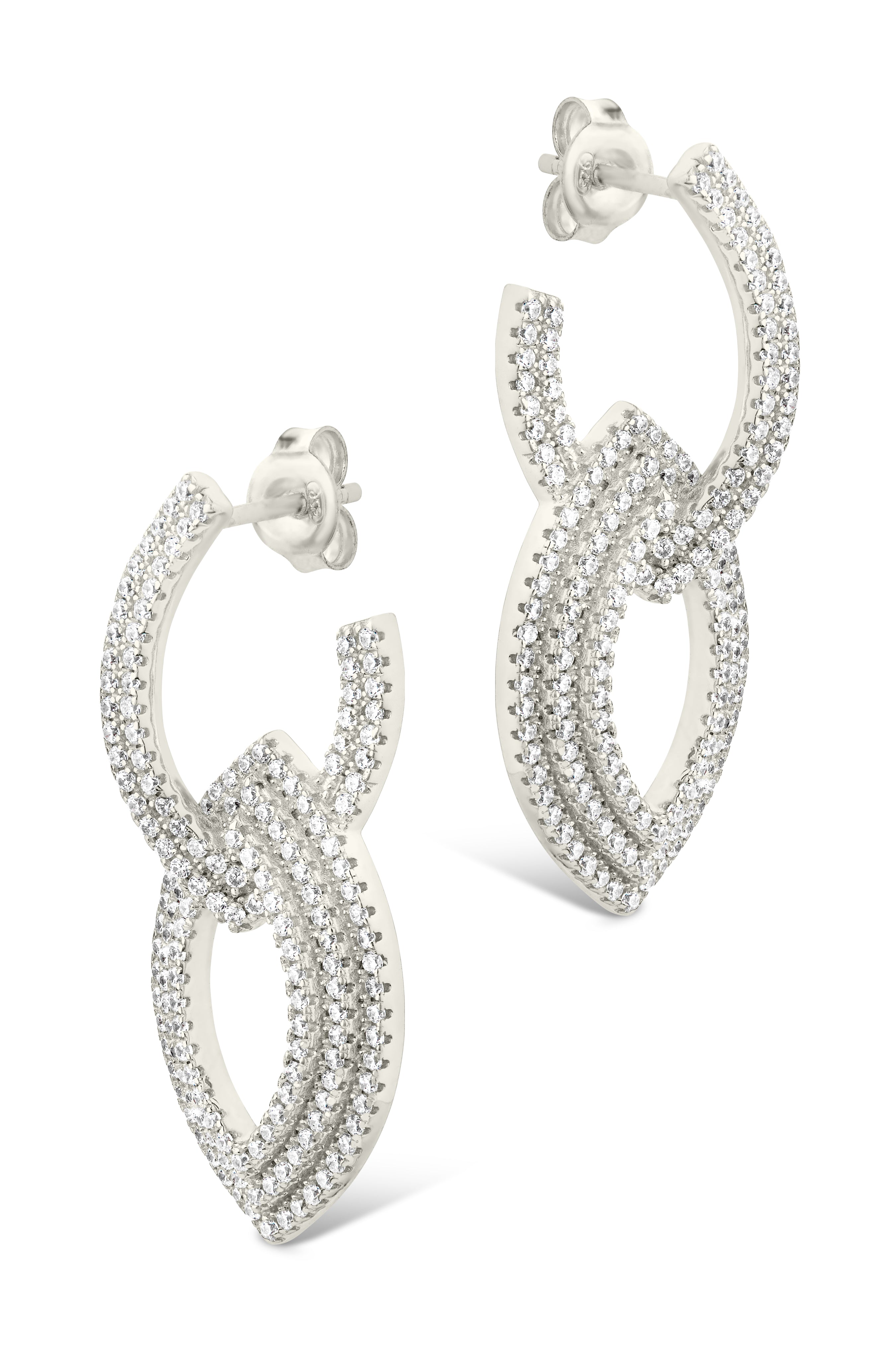 Lilah CZ Interlocking Drop Stud Earrings for Women - Elegant Cubic Zirconia Dangle Earrings for Party, Wedding & Everyday Wear