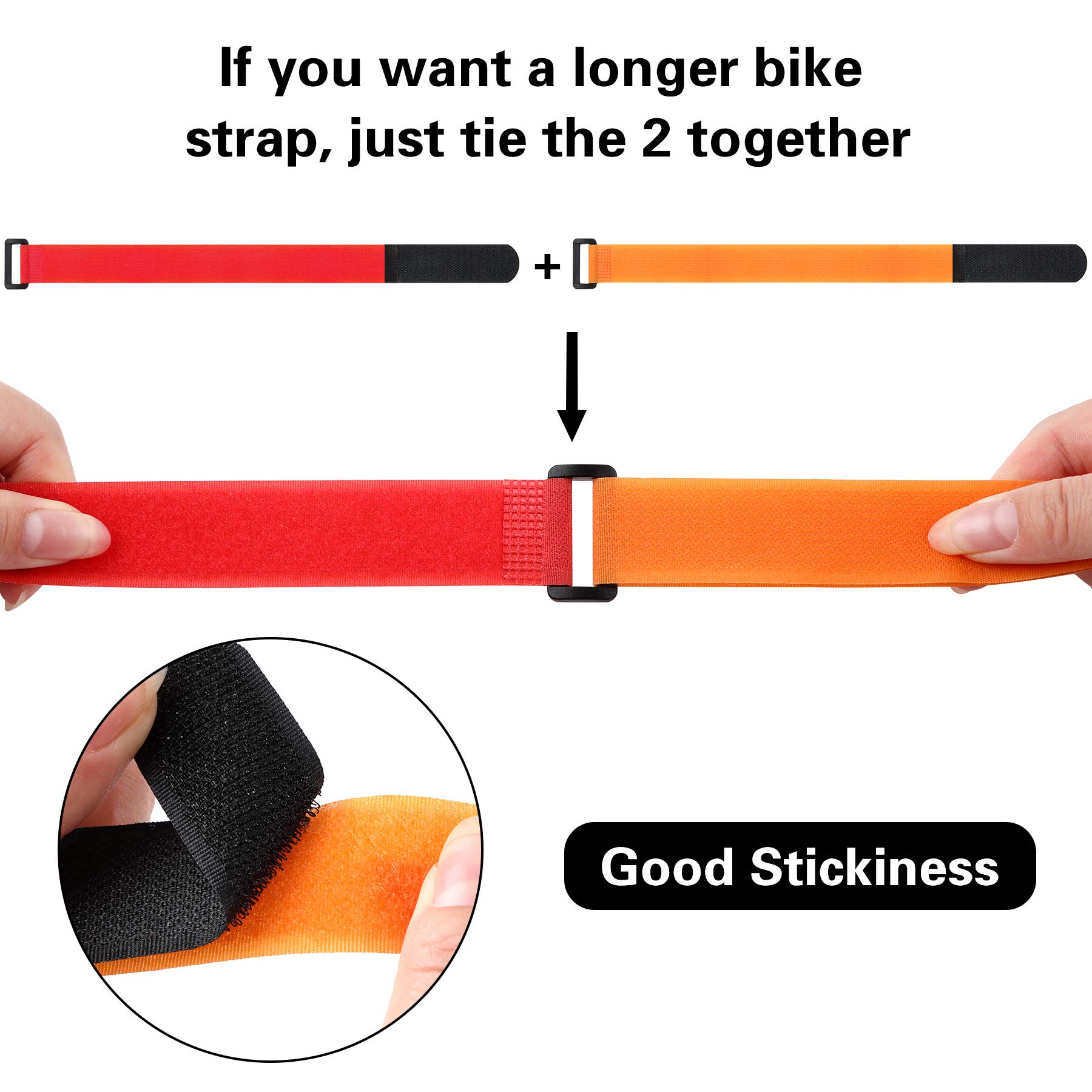 SANNIX Adjustable Bike Wheel Stabilizer Straps - Reusable Bicycle Rack Strap with Durable Hooks (Black & Orange) - Perfect for Bike Transport, Storage & Travel Accessories