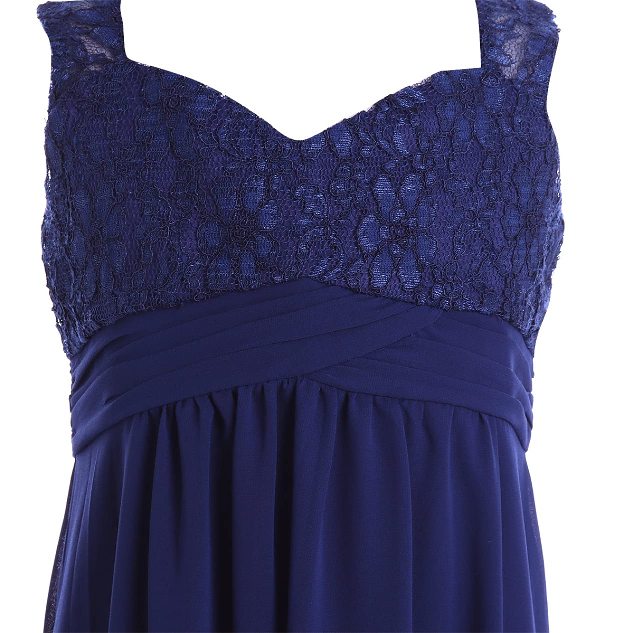 Elegant Navy Blue Chiffon Lace Bridesmaid Dress for Girls - Long Maxi Party Ball Gown for Weddings, Prom & Special Occasions (Size 12 Years)