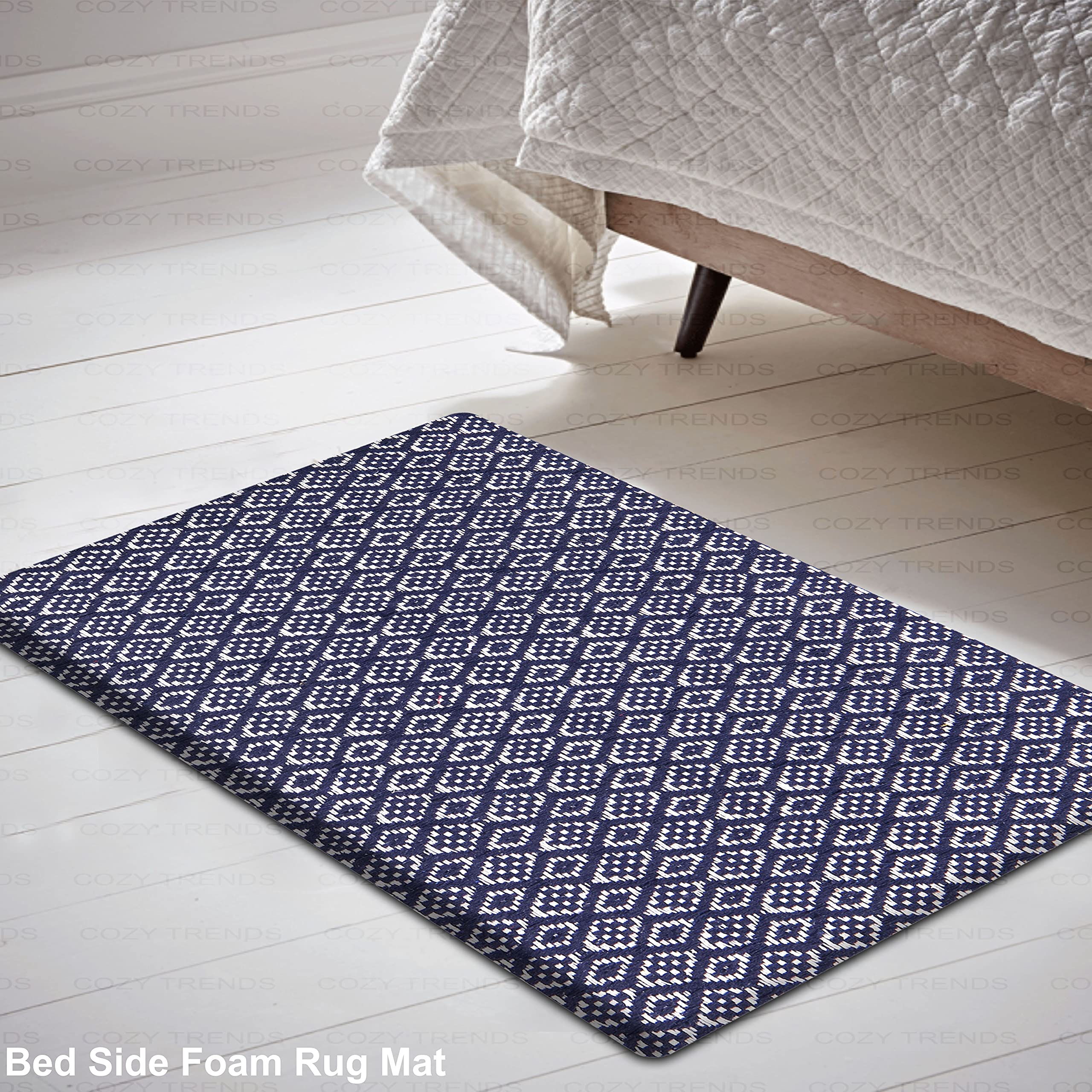 Anti-Fatigue Kitchen Mat with Cushioned Comfort, Waterproof Non-Slip Heavy Duty Foam Rug for Kitchen, Sink, Laundry, Office, and Home Floors (Navy, 18''x30'') - Perfect for Cooking, Cleaning, and Standing Comfort