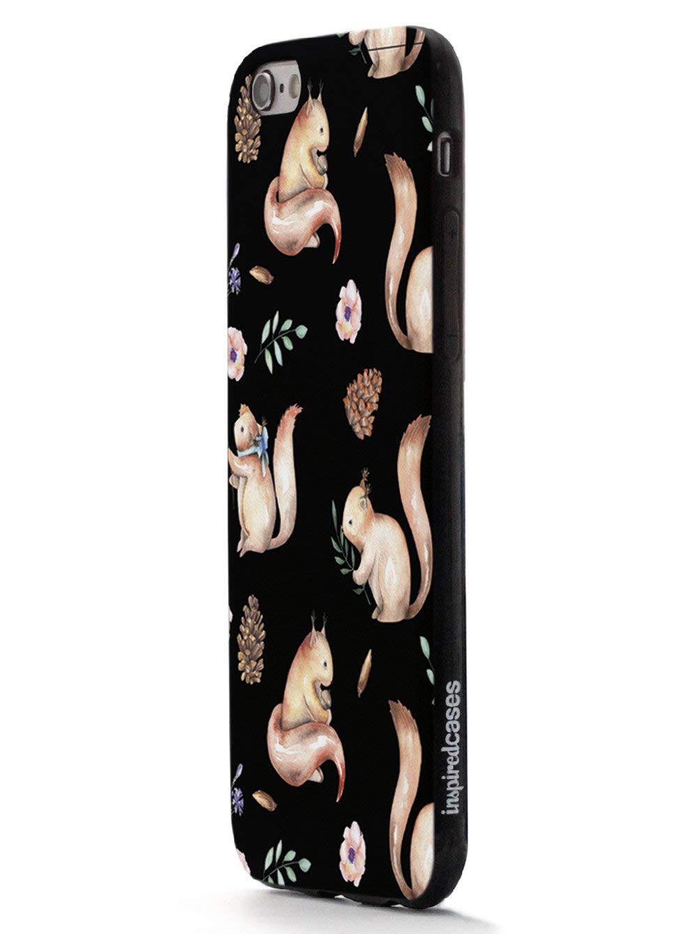 Inspired Cases - Premium 3D Textured Protective Phone Case Compatible with Apple iPhone 8 Plus - Squirrel Watercolor Design (Black) - Perfect for Everyday Use, Travel & Gift Giving