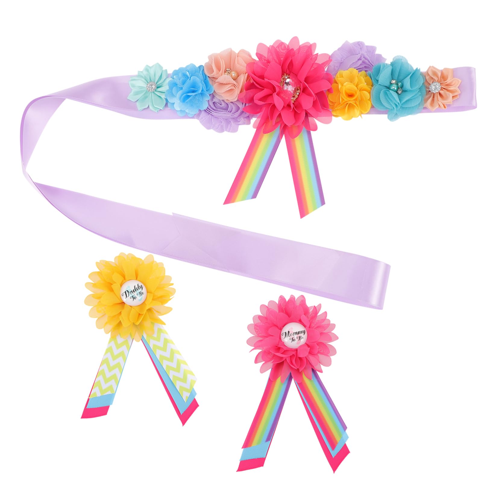 ORFOFE Maternity Belly Band & Flower Sash Set - Gender Reveal, Baby Shower Accessories for Pregnant Women - Comfortable Pregnancy Support for Everyday Wear & Special Occasions