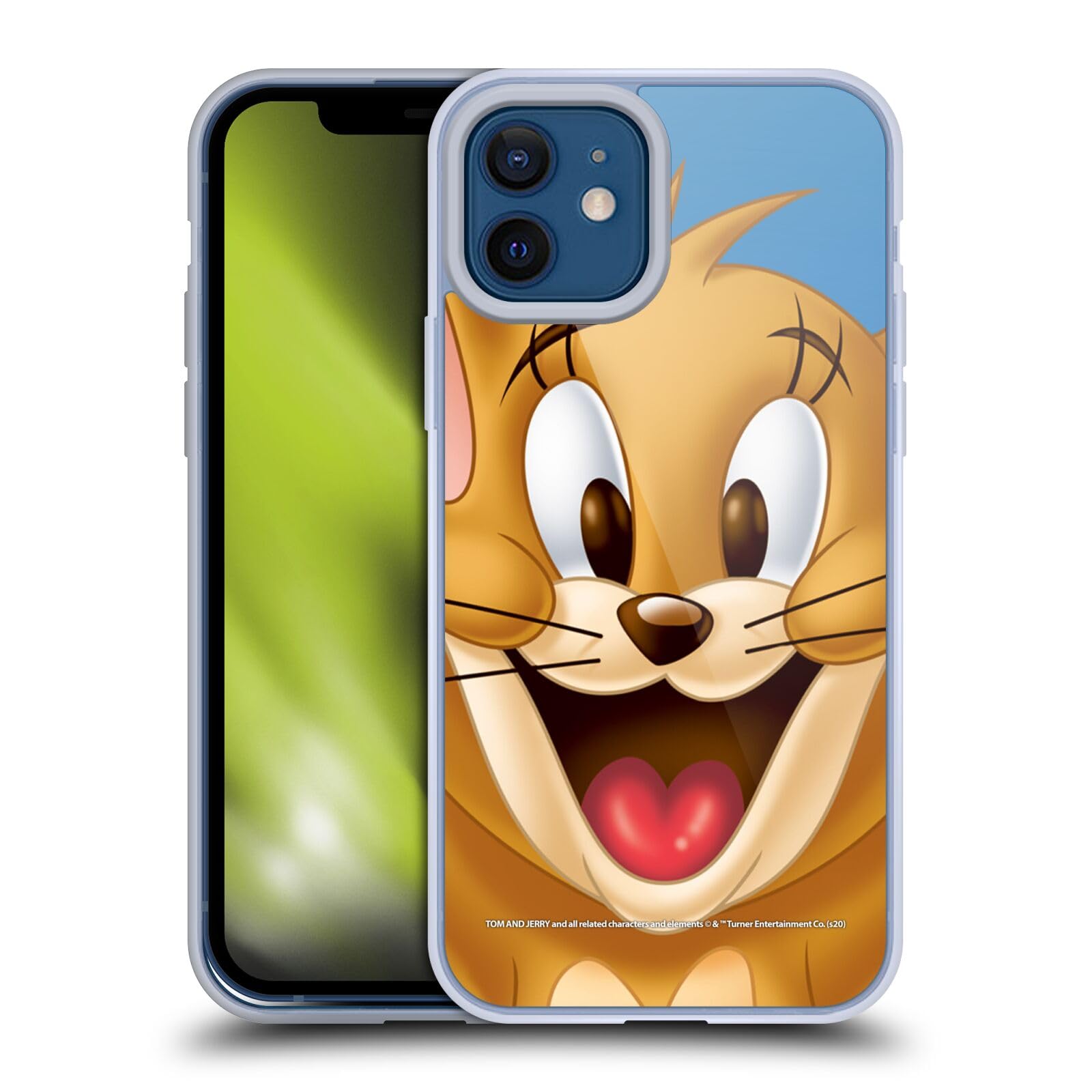 Tom and Jerry Jerry Full Face Soft Gel Case for iPhone 12/12 Pro - Officially Licensed by Head Case Designs - Perfect for Cartoon Fans and Everyday Use