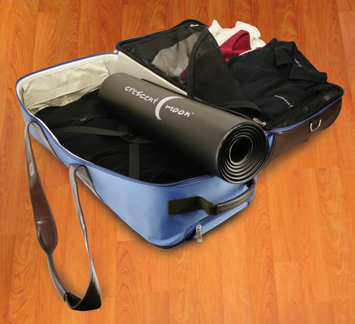 Crescent Moon Rolling Spa Weekender Bag - Blue & Chocolate - Perfect for Travel, Gym, Spa & Weekend Getaways