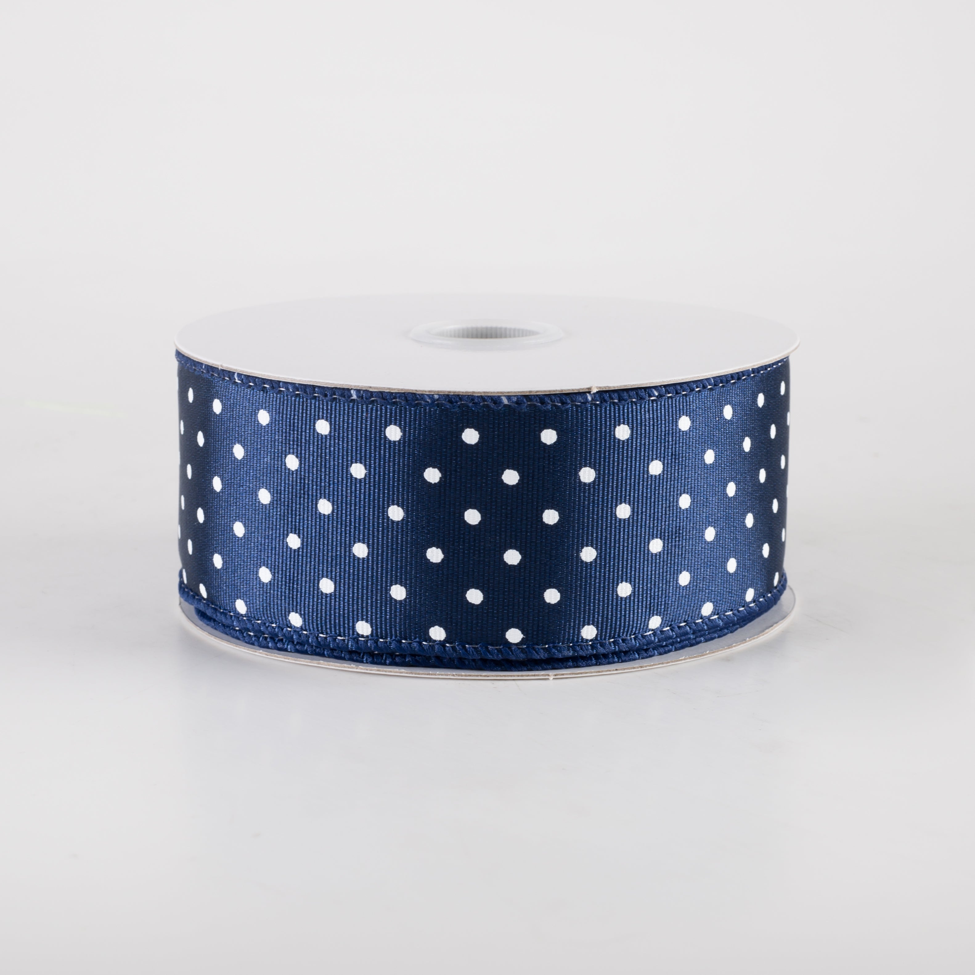 1.5 Inch Navy Blue Ribbed Satin Microdots Ribbon - 10 Yards Bulk Roll for Gift Wrapping, Crafts, Hair Bows & DIY Decorations