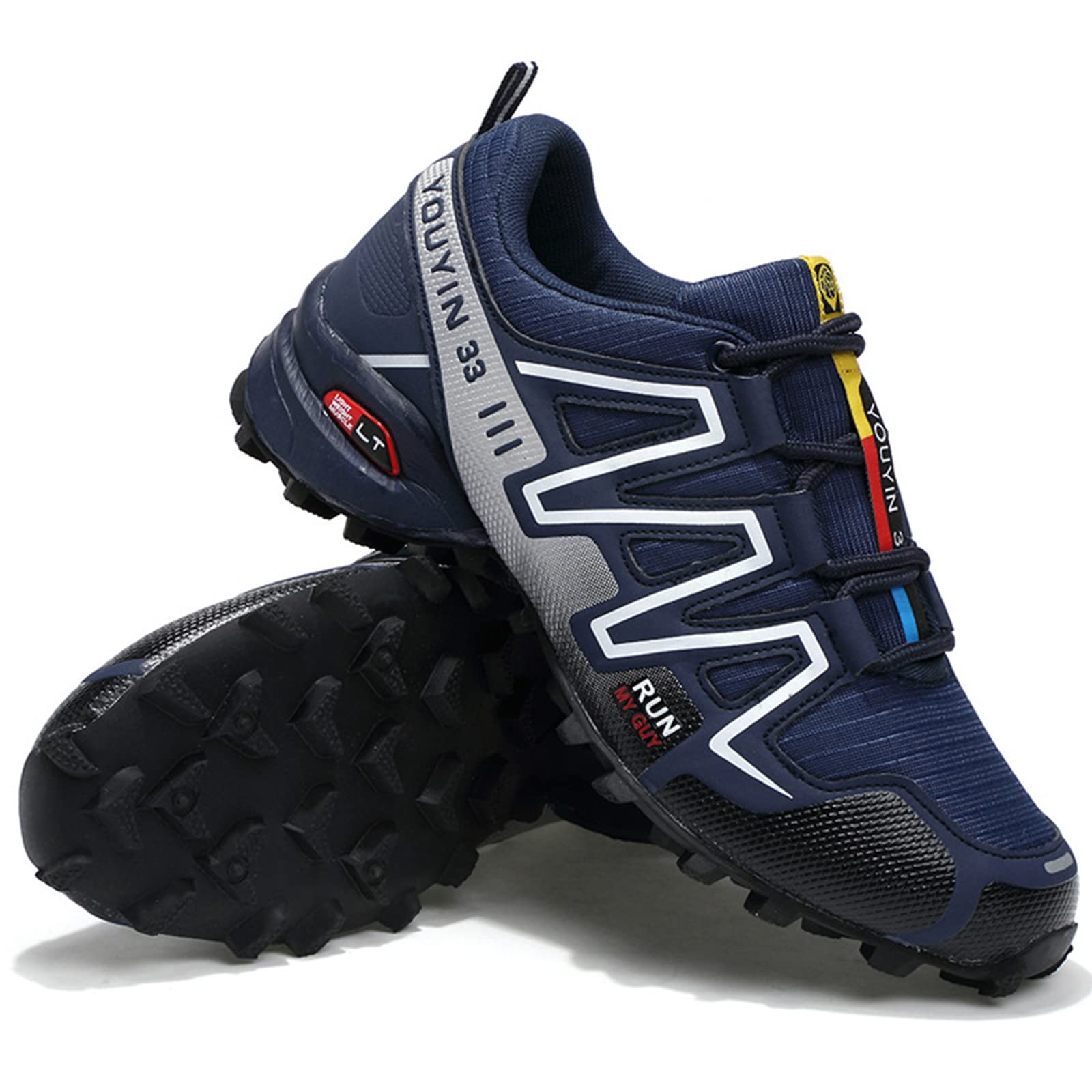 **WYUKN Men's Mountain Bike Cycling Shoes - Premium Upgraded MTB Bike Shoes for Men, Blue Size 47EU - Ideal for Trail Riding & Off-Road Biking**