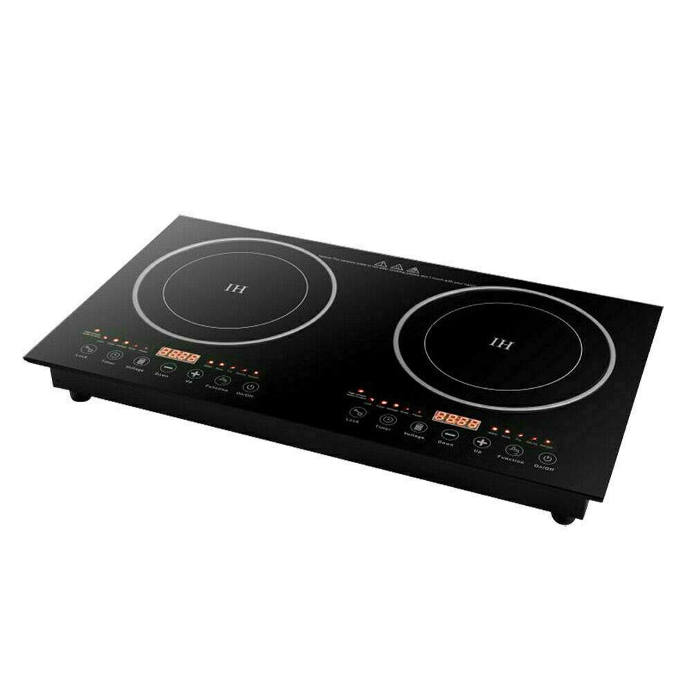 2400W Double Induction Cooktop with Touch Sensor - 110V Digital Electric Countertop Burner, 8 Power Levels, Far Infrared Heating - Fast Cooking & Easy Clean (Perfect for Small Kitchens, Dorms, RVs & Outdoor Cooking) - USA Stock