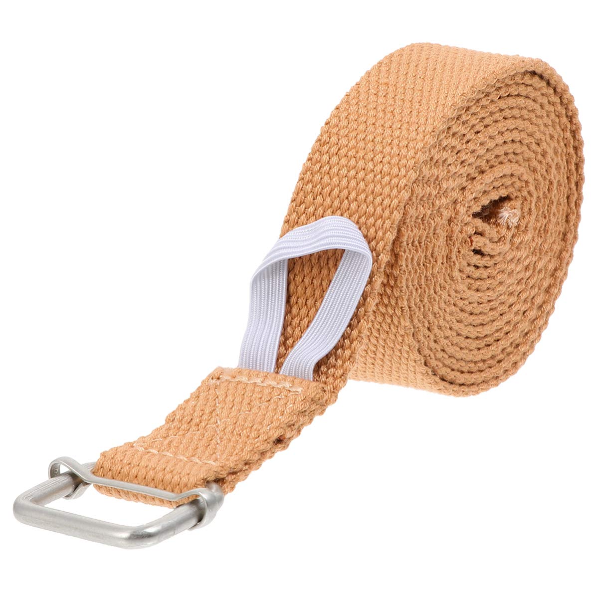 BESPORTBLE Adjustable Cotton Yoga Strap with Metal D-Ring Buckle - Stretch Band for Pilates, Fitness, Home Workout & Exercise - Perfect for Yoga Poses, Stretching & Physical Therapy (Brown)