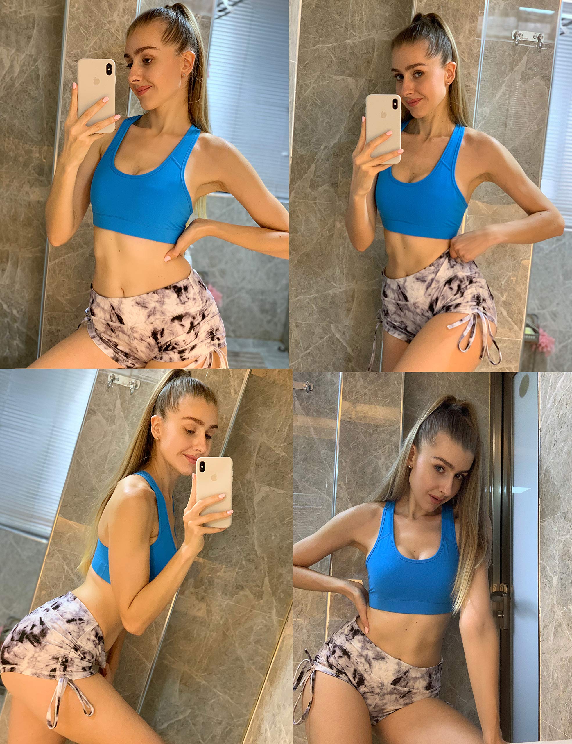 BUBBLELIME Women's High Waisted Yoga Shorts - Stretchy Booty Lifting Workout Shorts with Adjustable Side Ties, Tummy Control & Moisture Wicking for Running, Fitness & Gym (Perfect for Yoga, Pilates & Lounge Wear)