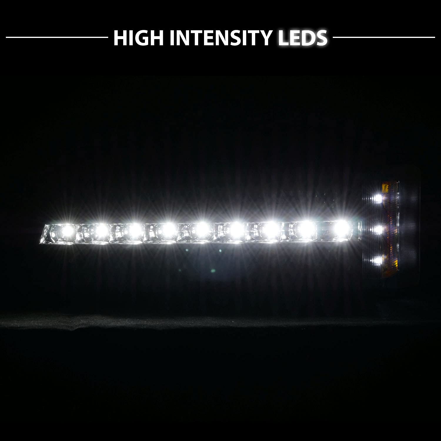 2003-2006 Chevy Silverado Avalanche LED Black Bumper Parking Lights - Pair for Passenger & Driver Side | Durable Replacement Lights for Off-Roading, Night Driving & Enhanced Visibility