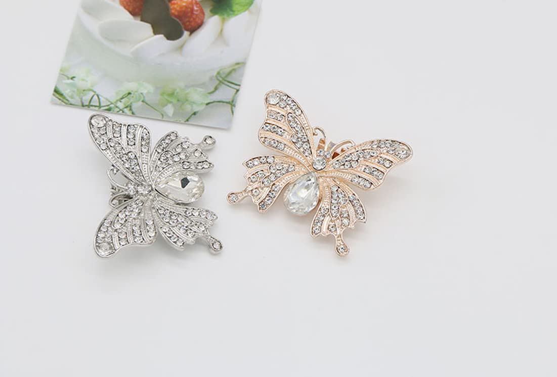 2PCS Rhinestone Crystal Butterfly Shoe Clips - Elegant Shoe Buckle Accessories for Women | Bridal Wedding Party Shoes Decoration | Perfect for Prom, Evening Gowns & Special Occasions
