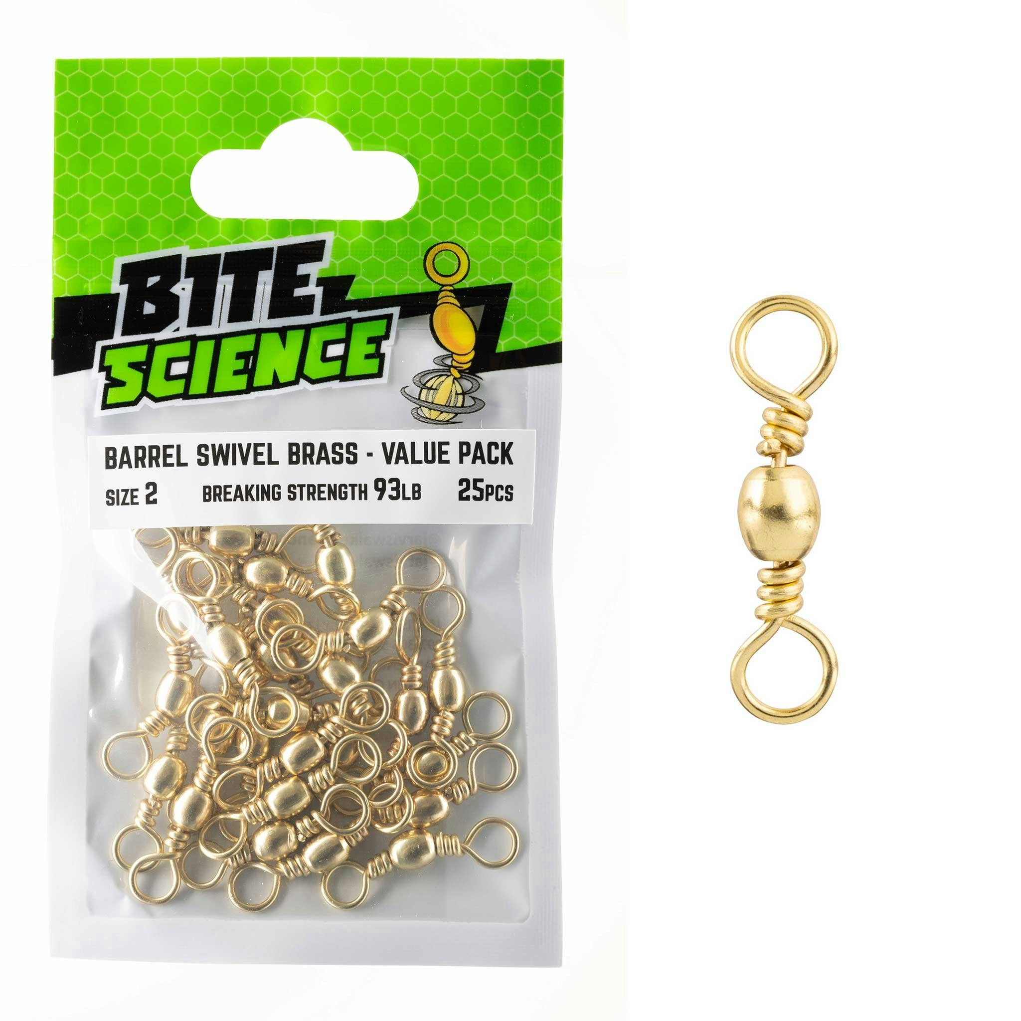 Bite Science Swivels Brass Barrel - High-Quality Fishing Swivel for Saltwater & Freshwater - Perfect for Anglers & Outdoor Enthusiasts
