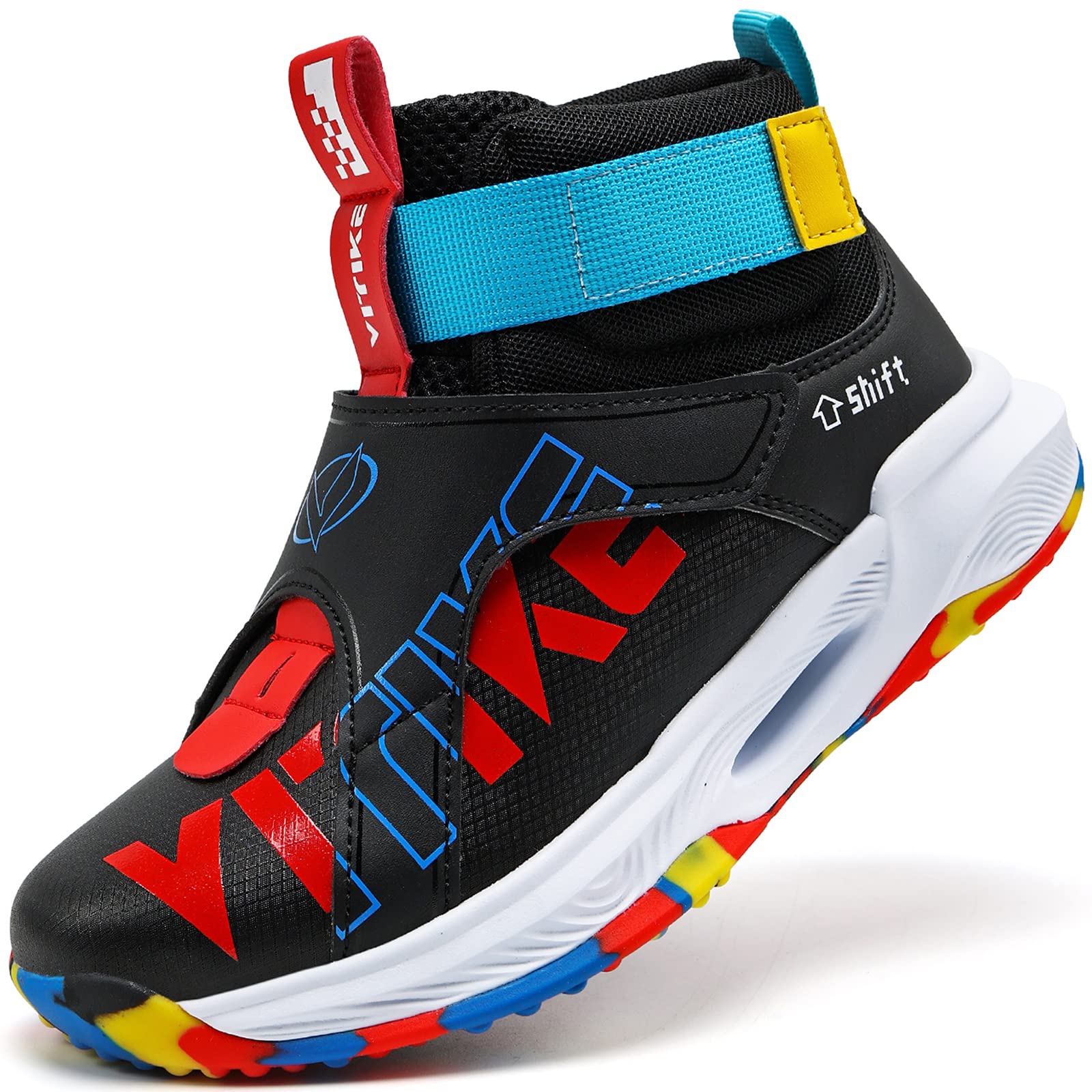 VITUOFLY Kids Basketball Shoes for Boys & Girls - Air Cushion Mid Top Sneakers with Non-Slip Sole | School Training, Outdoor Sports & Running Shoes | Durable Comfort for Little & Big Kids | Perfect for Basketball Practice, Gym Class & Playground Activities