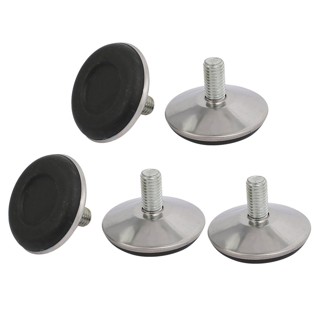 5pcs M10x17mm Threaded Stainless Steel Adjustable Leveling Feet - 50mm Dia Base - Heavy Duty Machine Levelers for Workbenches, Furniture & Industrial Equipment