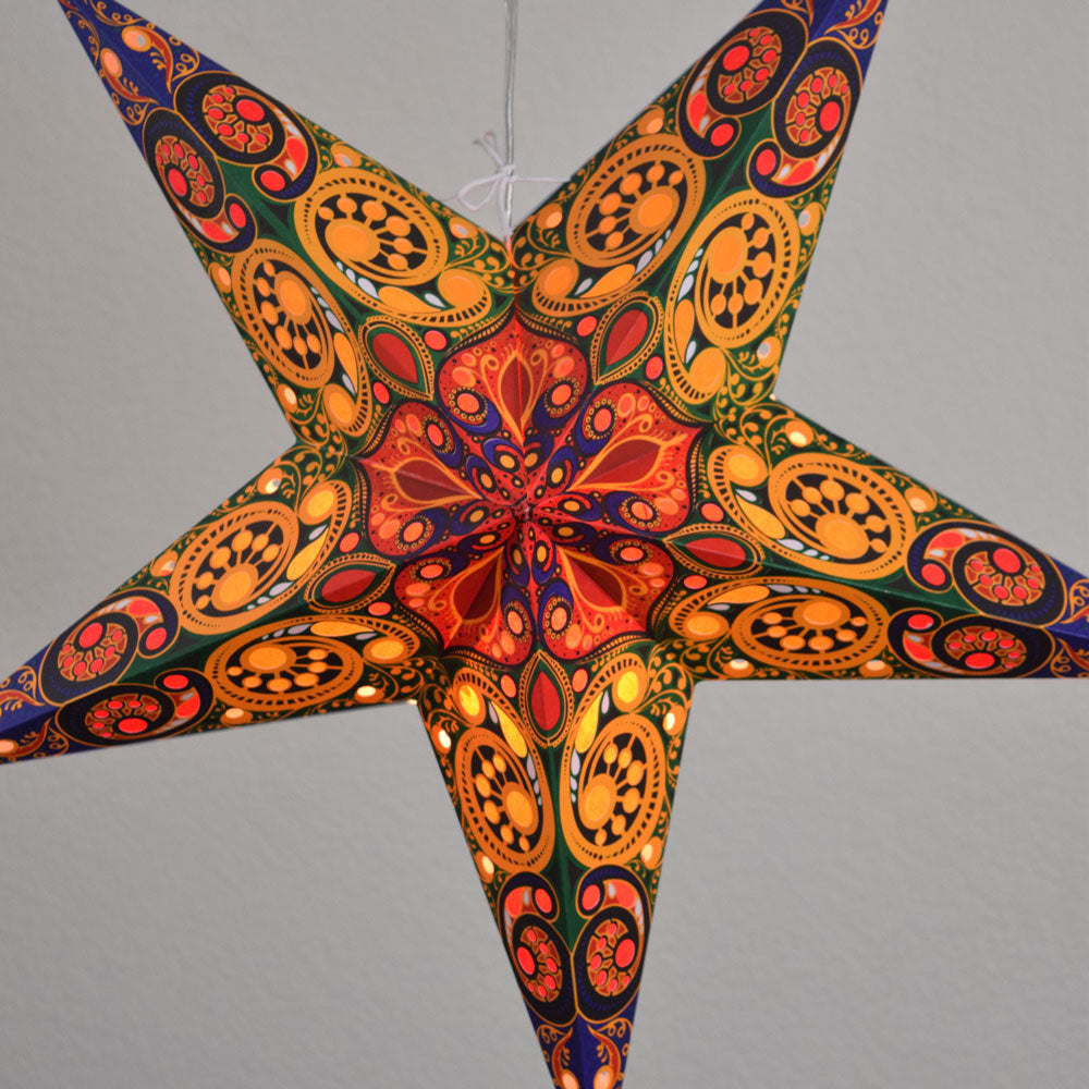 24 Pack Orange Garden Paper Star Lanterns - Hanging Decorative Lights for Outdoor Patio, Wedding, Party & Festival Decorations