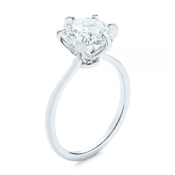 Six Prong Round Brilliant Cut Solitaire Engagement Ring Setting - 14K White Gold Prong Setting for Diamond [Perfect for Proposals & Anniversary Gifts]