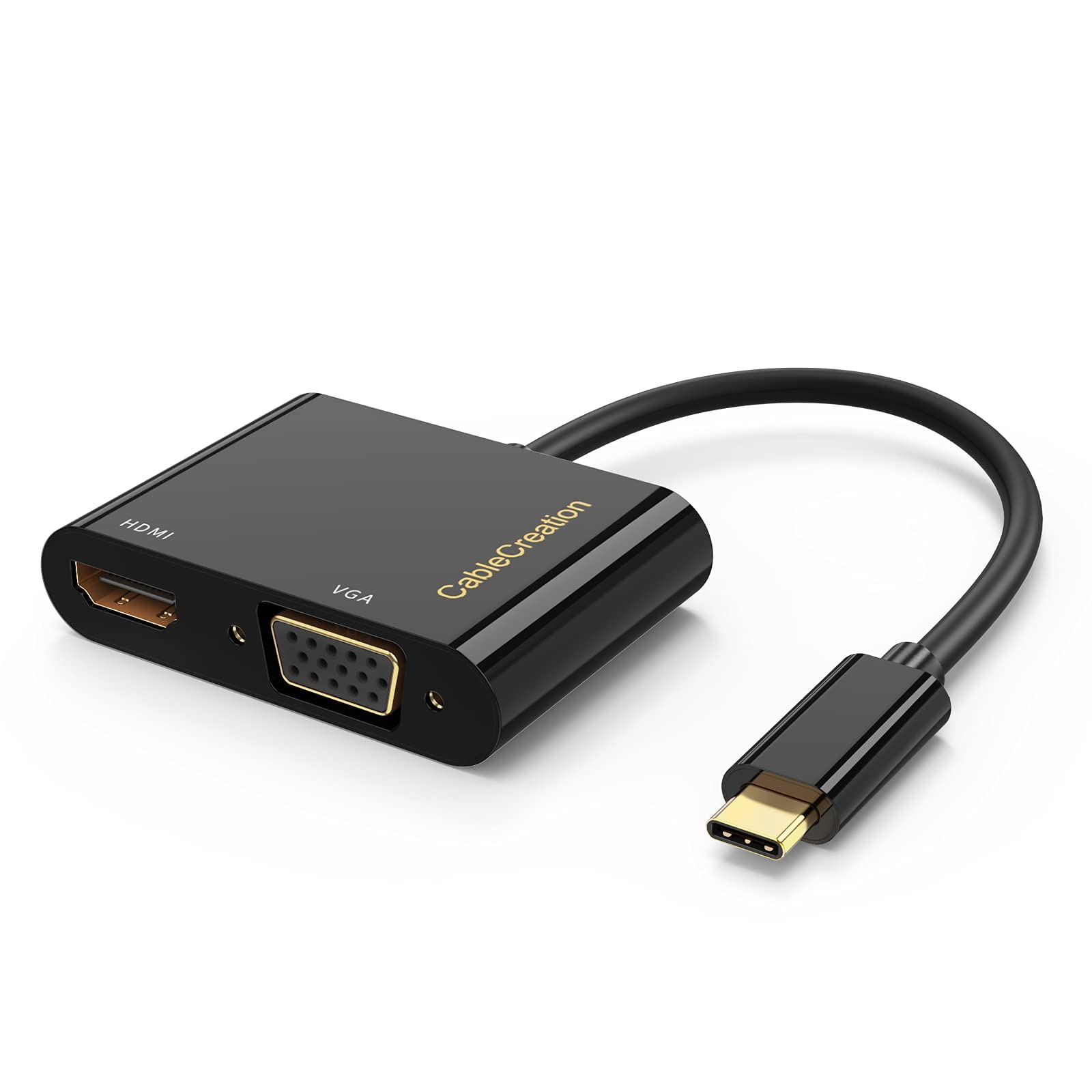 CableCreation USB C to HDMI VGA Adapter - Thunderbolt 3 Dual Monitor Converter for MacBook Pro 2020, iPad Pro, Galaxy S22 Ultra, Surface Pro - Type C to VGA & HDMI for Home Office & Gaming Setup
