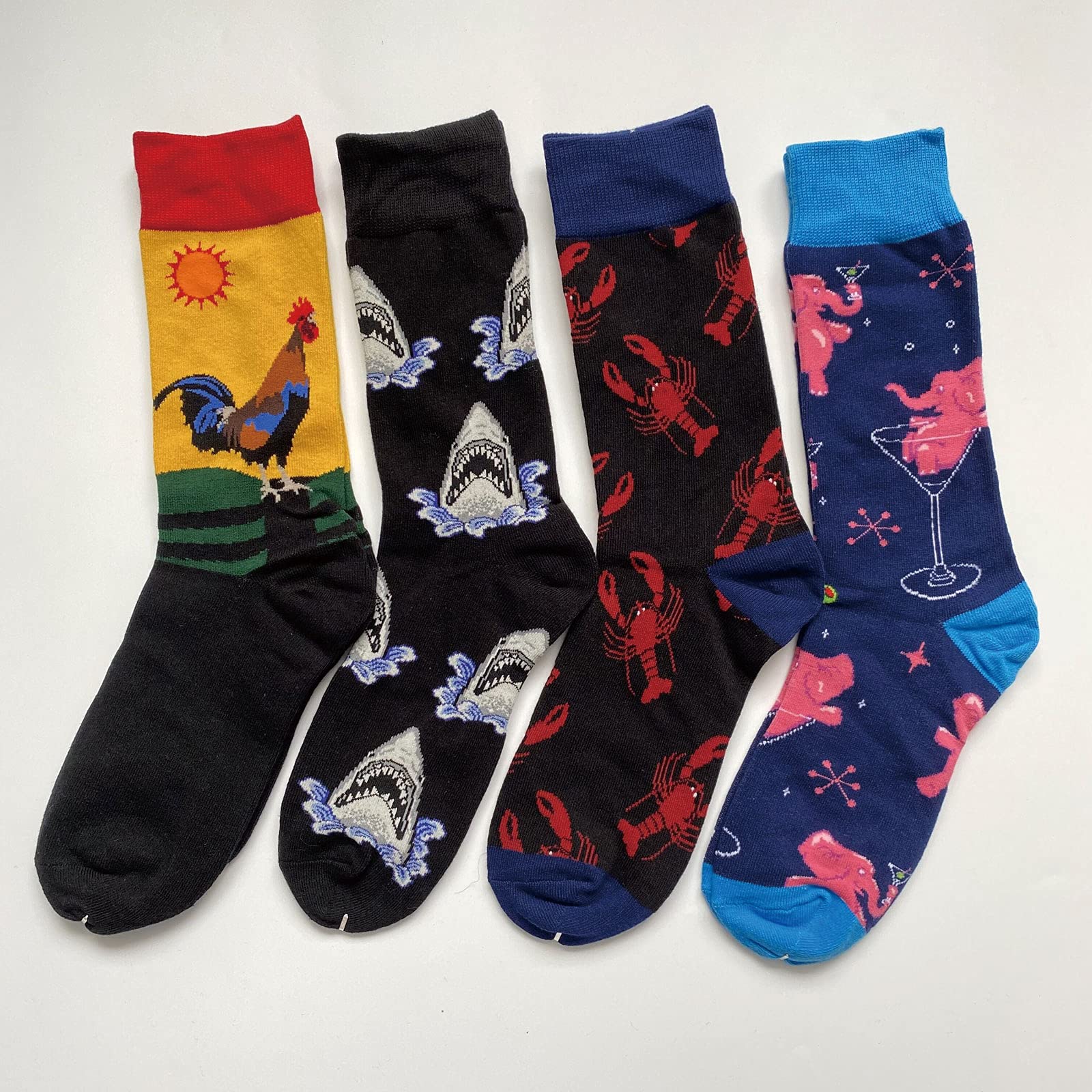 Men's Funky Novelty Cotton Crew Socks Pack - Colorful Art Dress Socks for Casual Wear & Gift Giving | Perfect for Office, Parties & Everyday Fashion