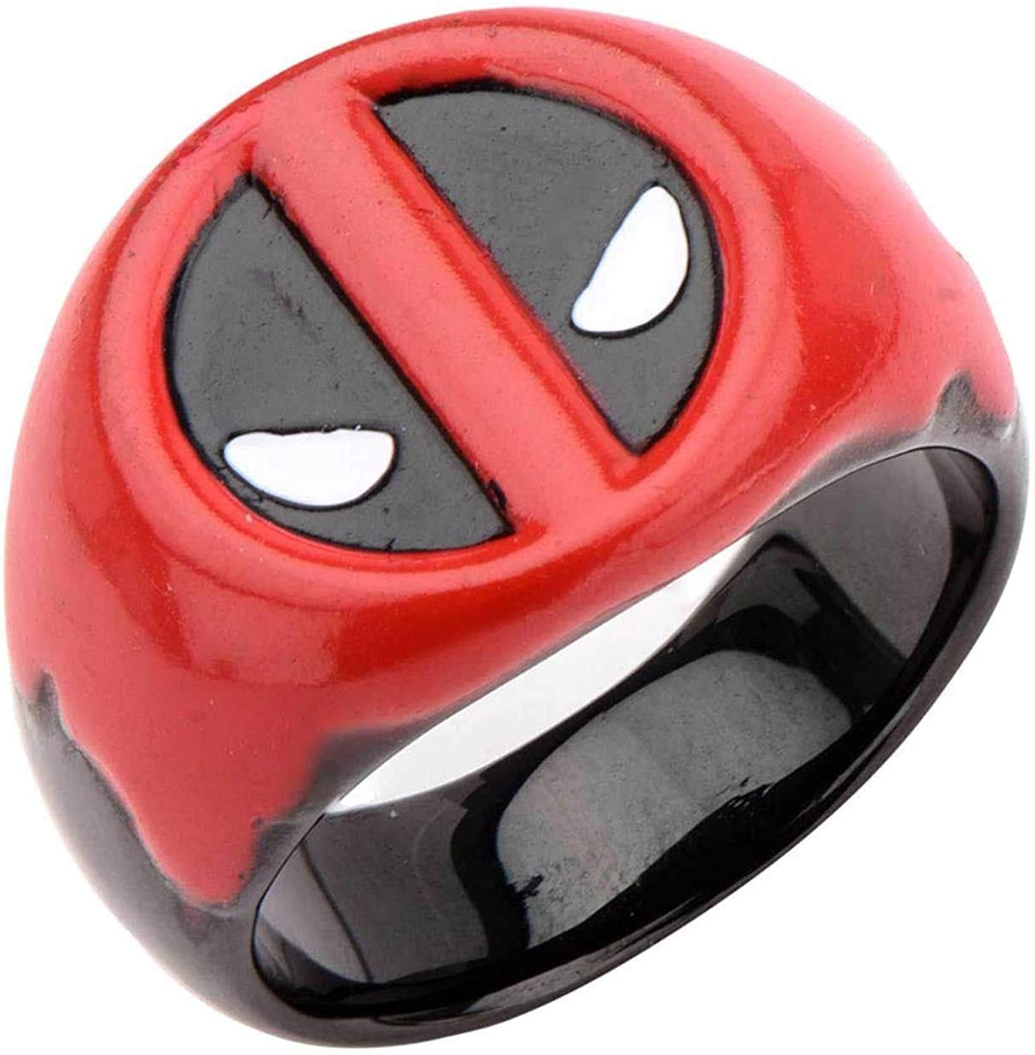 Marvel Deadpool Stainless Steel Ring for Men - Red Blood Design - Perfect for Cosplay & Gifts