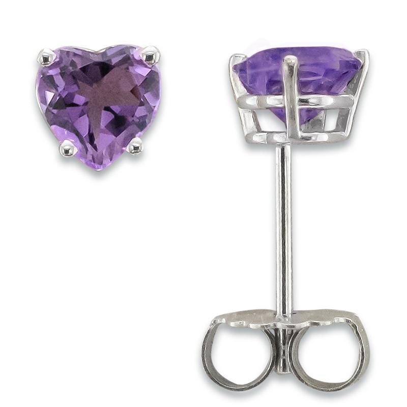 14K Gold 0.80 CTW Heart-Shaped Amethyst Stud Earrings for Women - Perfect Gift for Valentine's Day, Anniversary & Special Occasions