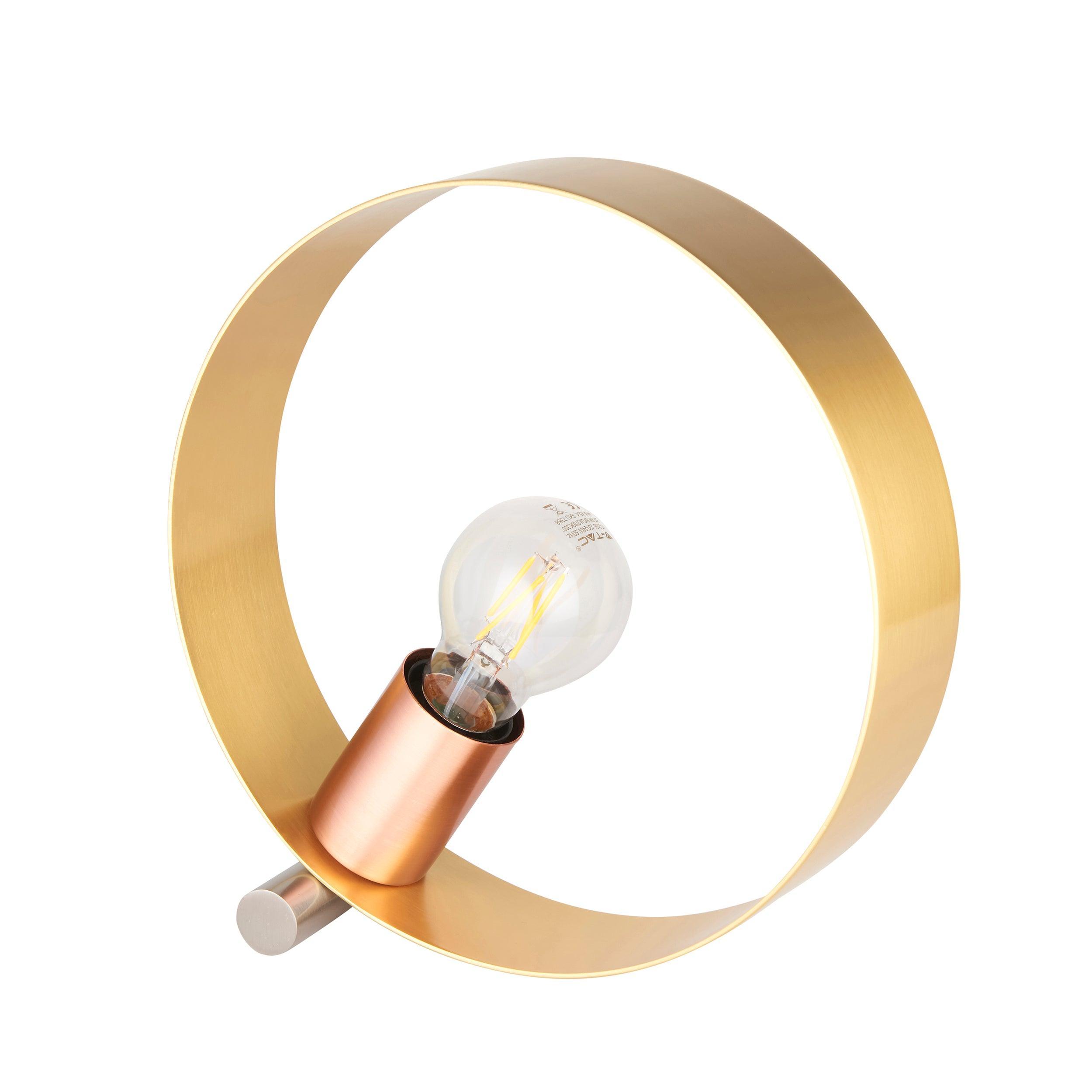 Endon Hoop 1 Light Brass Finish Table Lamp - Modern Desk Lamp for Bedroom, Living Room & Office - Perfect for Reading, Working & Home Decor