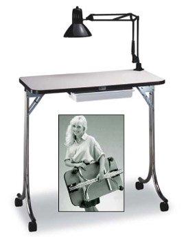 Professional White Manicure Table #401 with Built-in LED Light & Storage Drawer - Perfect for Nail Salons, Home Spa & Mobile Nail Technicians