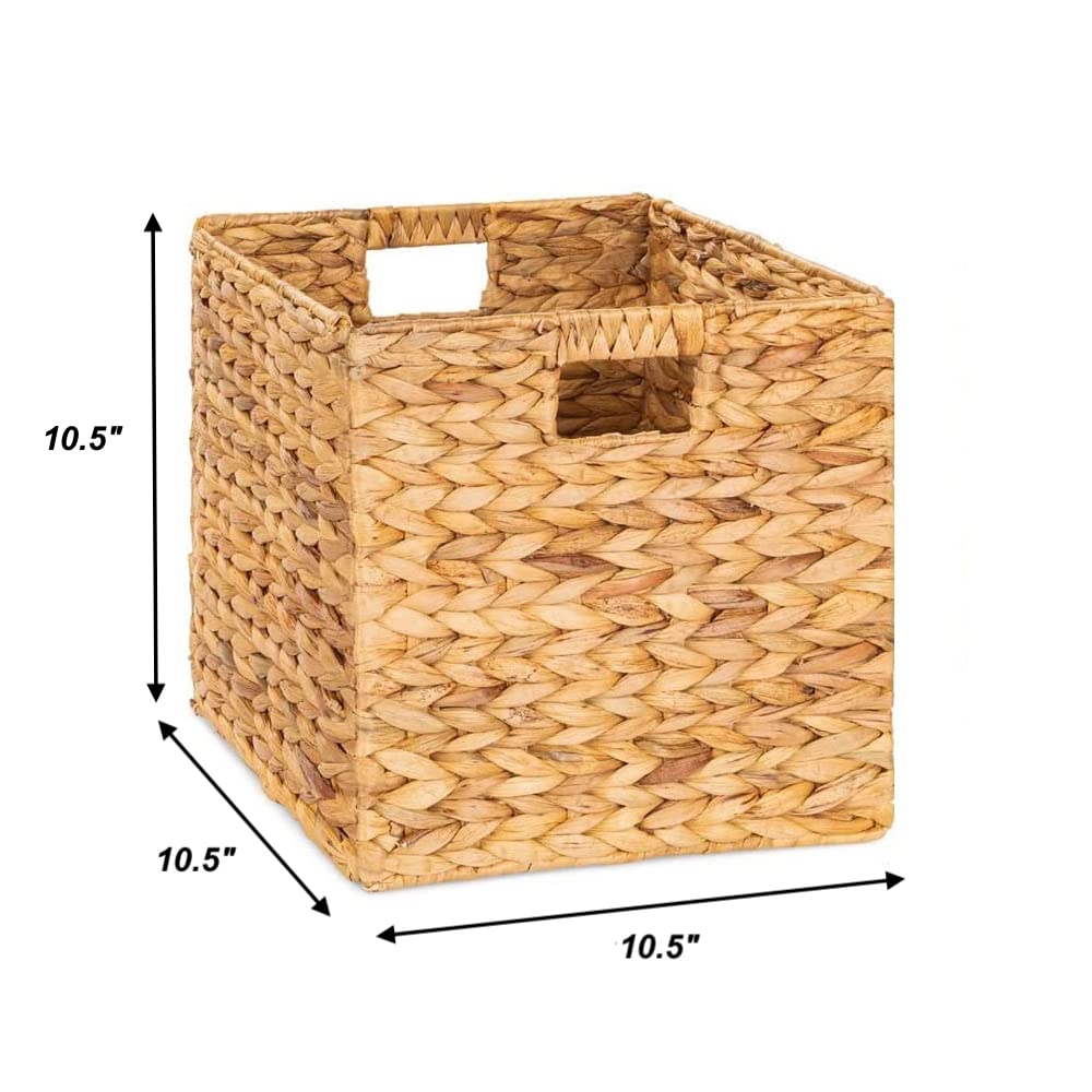 6-Pack Woven Wicker Storage Baskets & Cubes - 10.5x10.5 Inch Home Organization Bins for Shelves, Closet, Living Room, Nursery