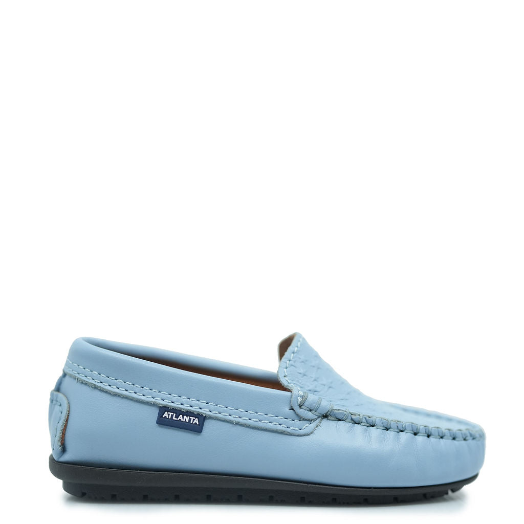 Atlanta Moccasin Sky Blue Penny Loafers for Men - Genuine Leather Stamped Driving Shoes | Perfect for Business Casual & Office Wear