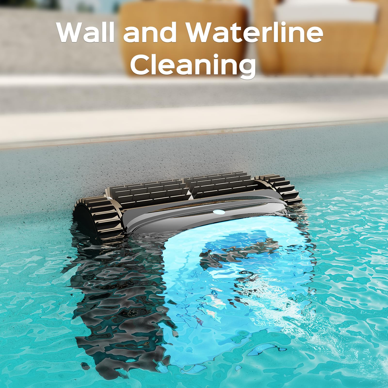 Cordless Robotic Pool Cleaner for Inground Pools | Wall & Waterline Cleaning | 1600 Sq.ft | Perfect for Weekly Maintenance