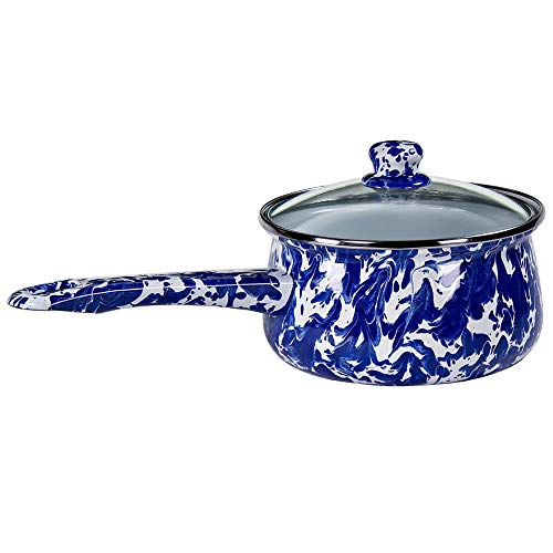 Premium Cobalt Blue Sauce Pan - 2 Quart Nonstick Cooking Pot with Lid, Perfect for Sauces, Soups & Pasta | Stovetop & Induction Compatible | Ideal for Home Kitchen & Restaurant Use
