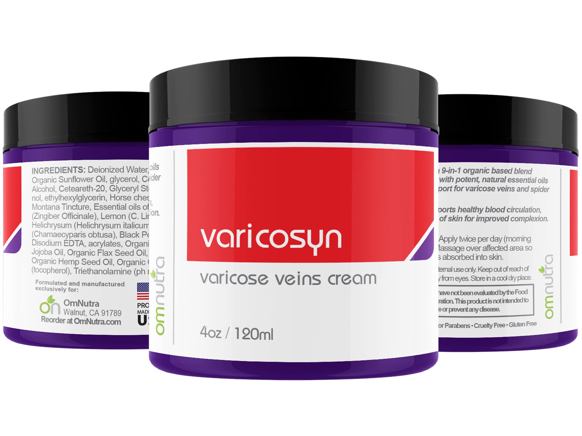 Horse Chestnut Cream for Varicose Veins & Spider Veins - 4oz Natural Leg Vein Treatment - Soothes Aching Legs & Improves Circulation for Daily Comfort