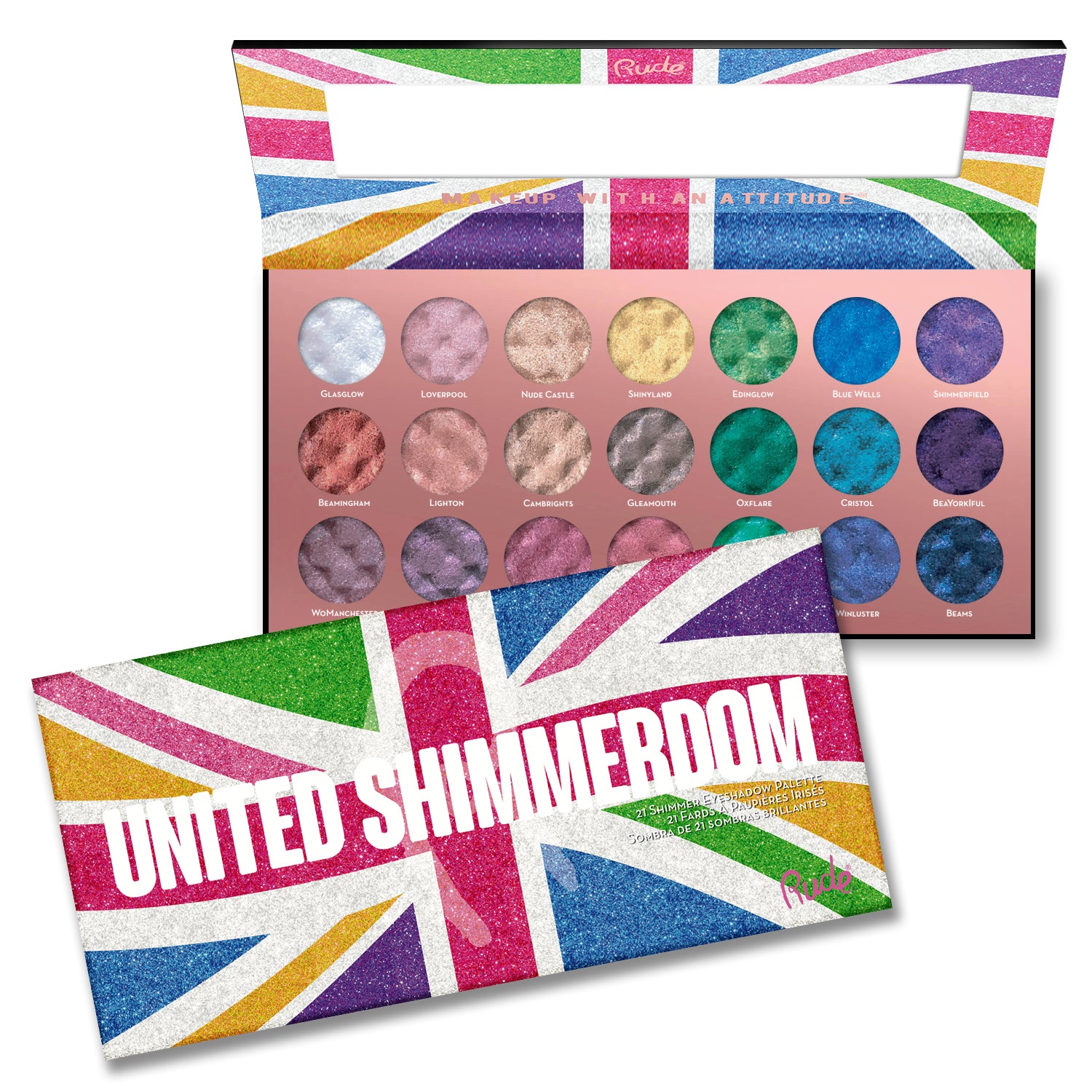 United Shimmerdom 21-Color Shimmer Eyeshadow Palette - Long Lasting Pigmented Makeup for Party, Wedding & Night Out