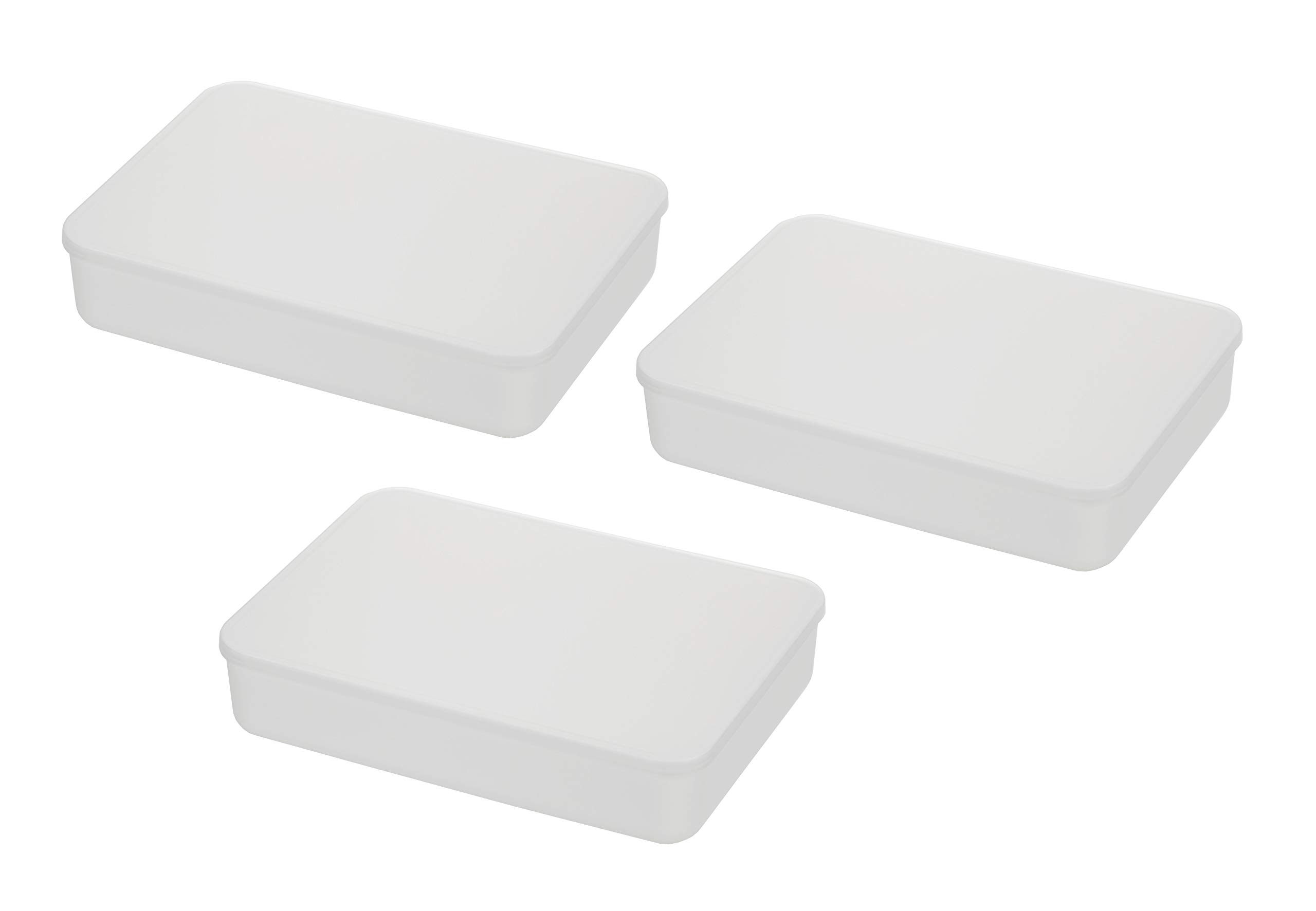 YBM Plastic Storage Bins with Lids - 14.25 x 10.25 x 3 Inch Organizing Boxes for Home, Office, Classroom & Playroom - Perfect for Small Items, Toys, Stationery & Closet Organization (Set of 3) - Ideal for Drawers, Shelves & Desktop Storage Solutions