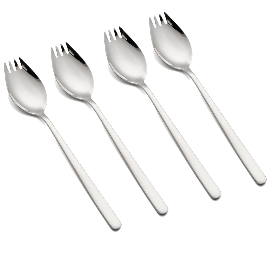 Stainless Steel Sporks 4-Pack - 18/10 Metal Spork Set with 7.4
