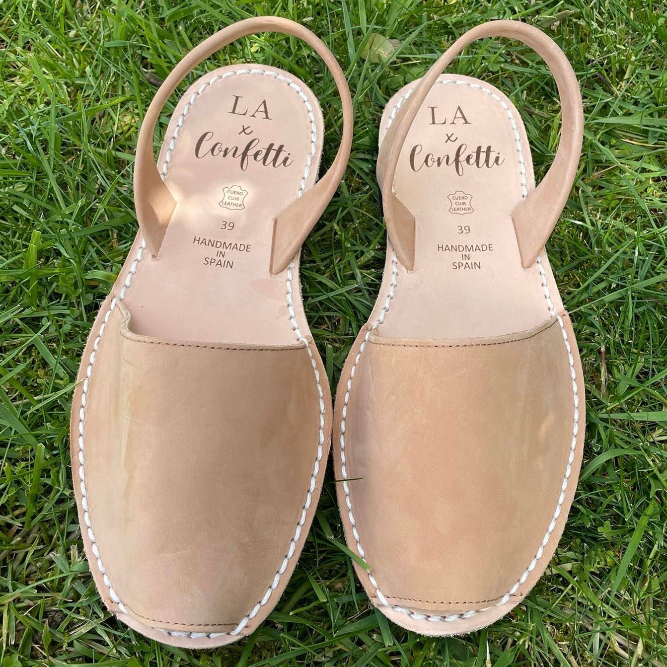 LA x Confetti Classic Avarcas Tan Nubuck Sandals - Comfortable Leather Summer Shoes for Women | Perfect for Beach, Vacation & Casual Wear