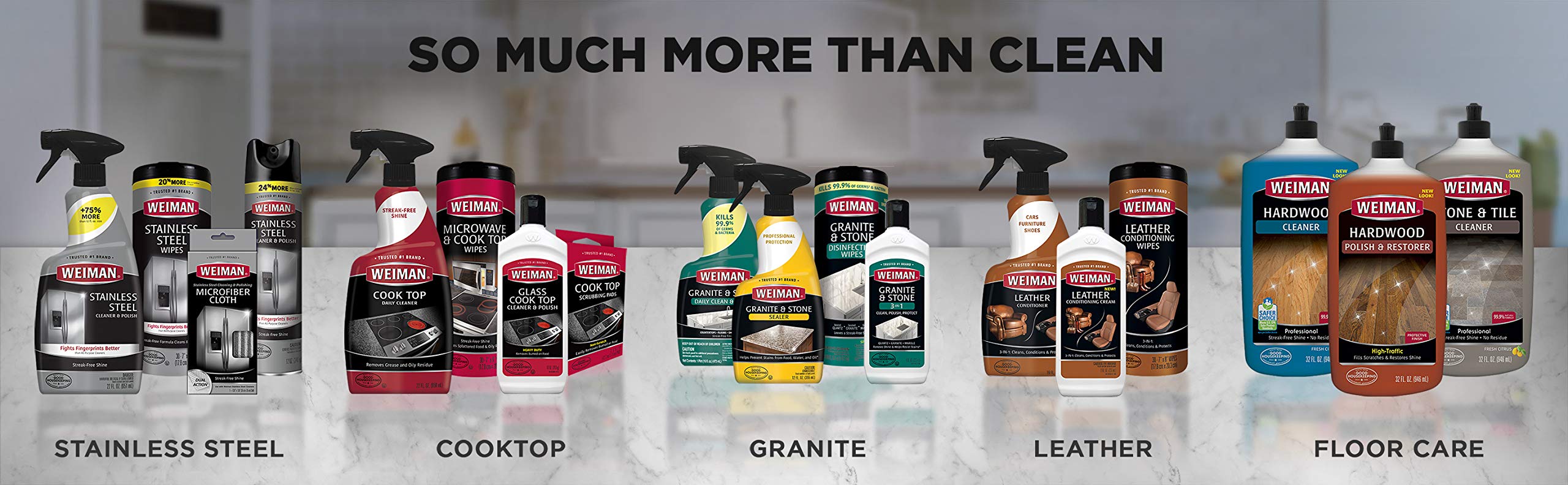 Weiman Granite Disinfectant Wipes - 30 Wipes per Pack (4-Pack) - Clean, Disinfect & Shine Natural Stone Surfaces - Safe for Granite, Marble, Quartz, Slate, Limestone & Soapstone - Perfect for Kitchen Countertops, Bathroom Vanities & Tile Floors