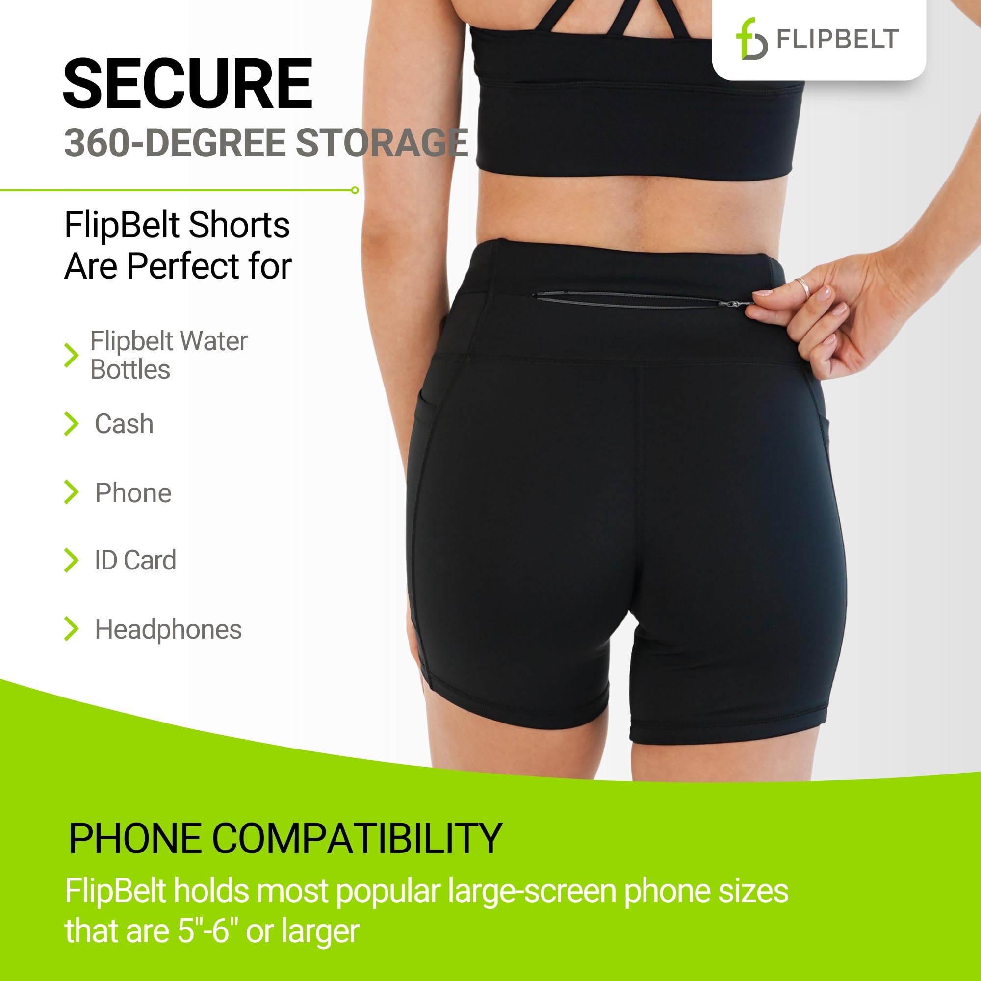 FlipBelt Women's High Waisted Compression Biker Shorts with Pockets - Workout, Fitness, Running & Gym Shorts for Women - Perfect for Cycling, Yoga & Active Lifestyle
