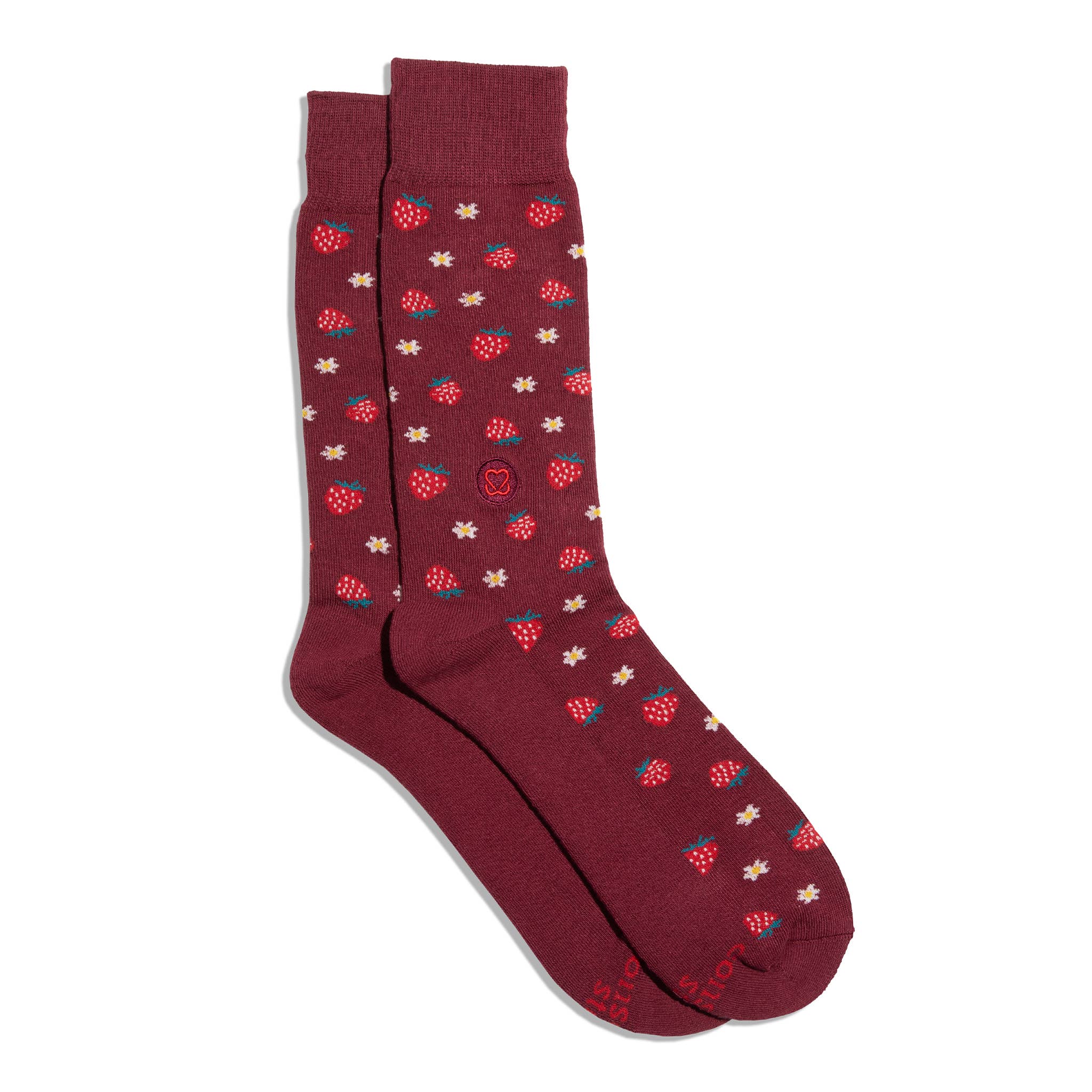 Self-Check Support Socks with Strawberry Design - Comfortable & Breathable for Diabetic Foot Care & Daily Wear