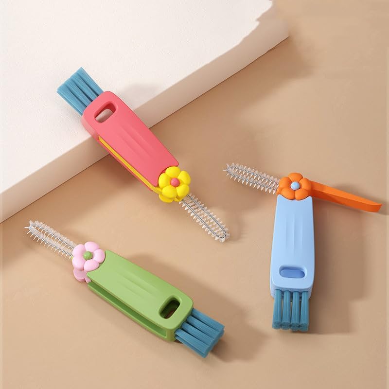 2024 New 3-in-1 Multifunctional Cup Lid Cleaning Brush Set - Portable Bottle Gap Cleaner with Durable Brushes for Baby Bottles, Travel Mugs & Tight Spaces | Perfect for Kitchen, Nursery & On-the-Go Cleaning