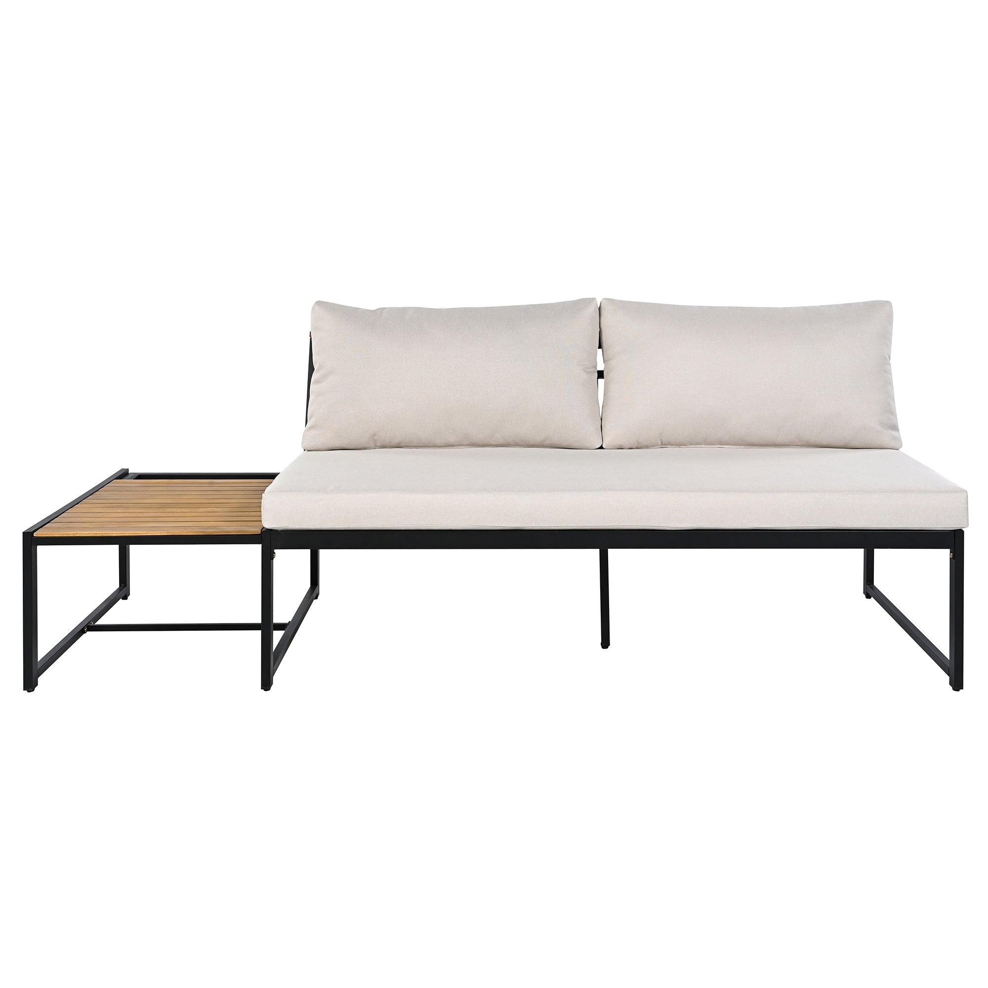 4-Piece Outdoor Patio Furniture Set with Loveseats & Waterproof Cushions - Durable Iron Wood Design for Garden, Backyard, Poolside - Perfect for Relaxing, Entertaining & Outdoor Dining