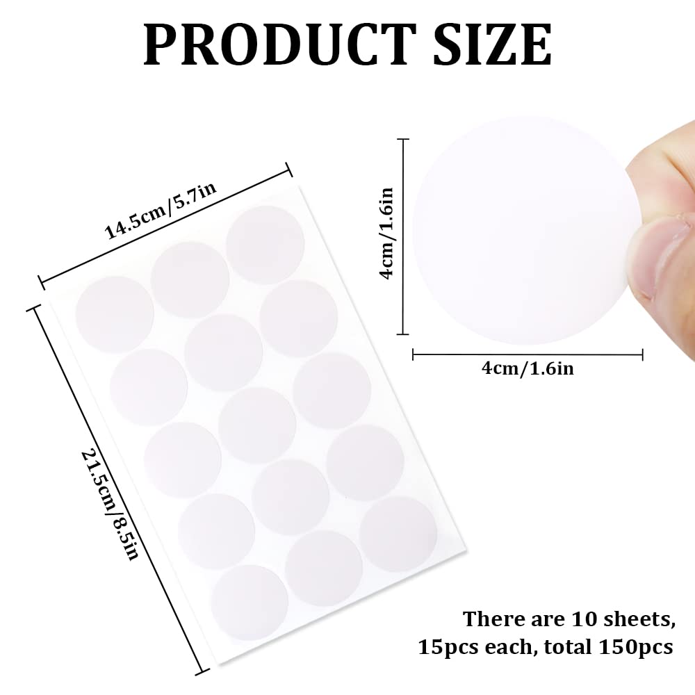 40mm Large Adhesive Screw Hole Cover Stickers - 150Pcs White PVC Self-Adhesive Furniture Screw Caps for Wood Cabinets, Walls & Home Repair - Perfect for Concealing Unsightly Screws in Kitchen, Bathroom & Office Spaces