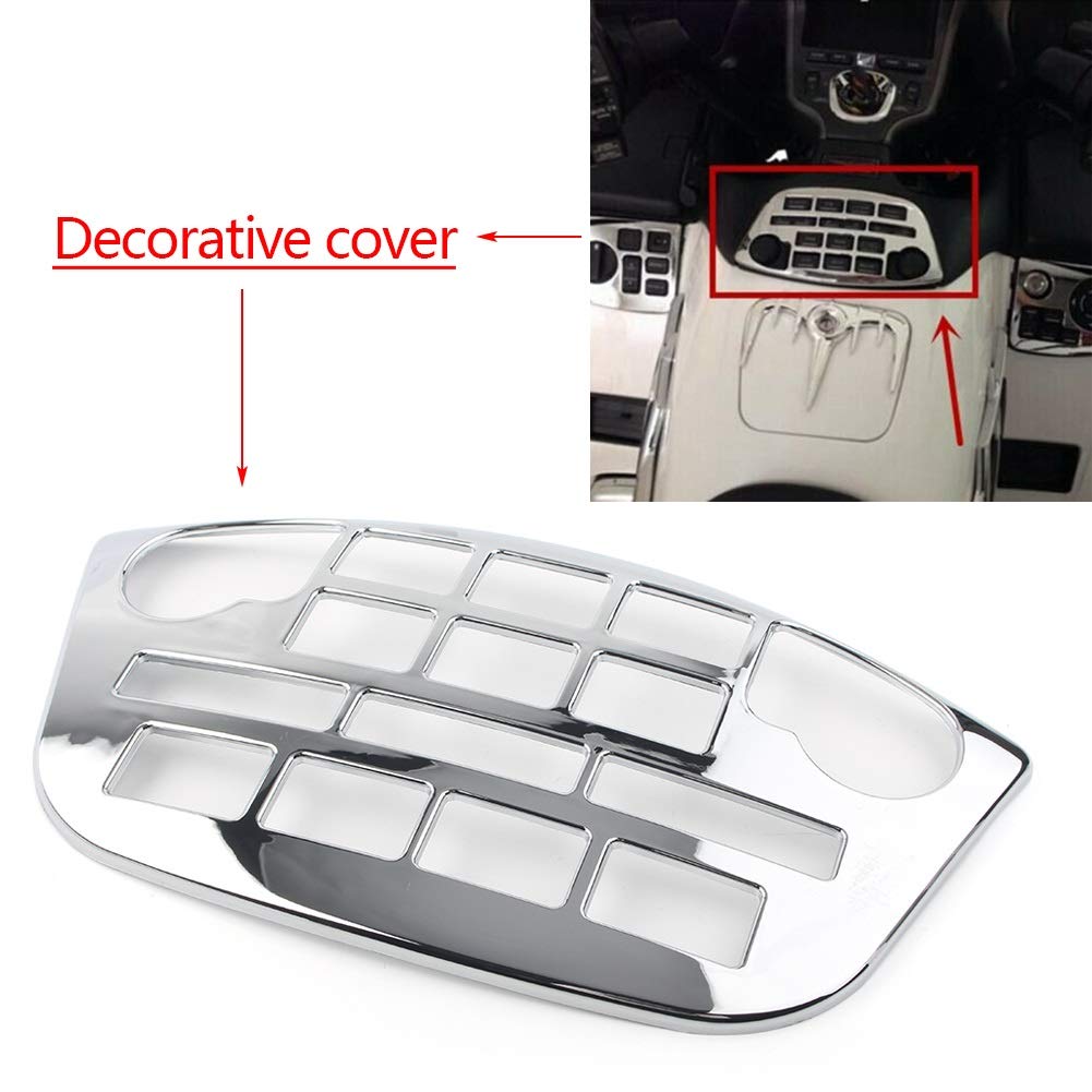 Honda Goldwing GL1800 Motorcycle Radio Accent Panel Trim Cover - Chrome Decorative Accessory for 2001-2011 Models (Fits 02-10 Years) | Enhances Bike Aesthetics & Protects Dashboard