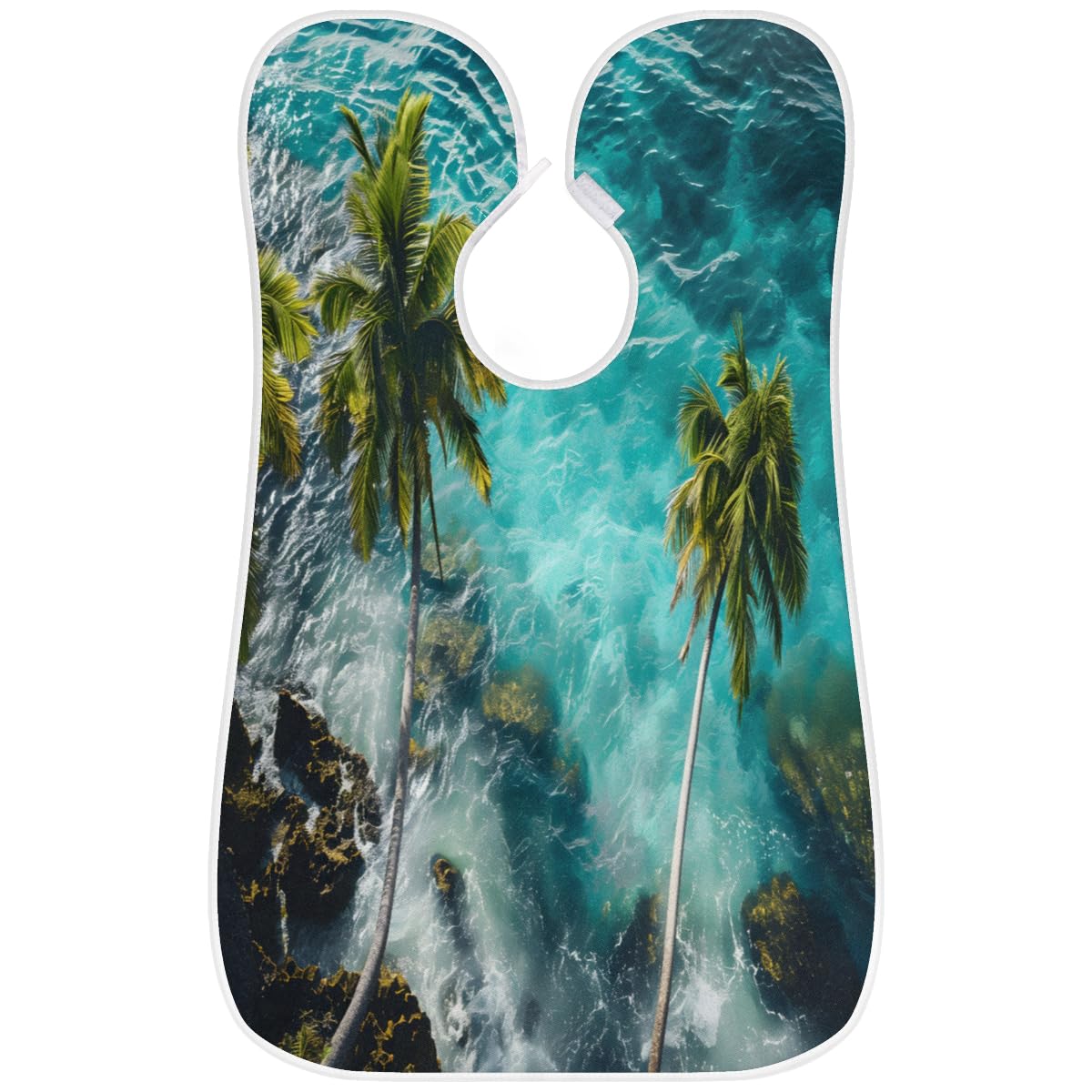 Blue Ocean Palm Beard Shaving Bib for Men - Waterproof Hair Dye Apron & Makeup Cape for Women - Sink Hair Catcher & Beard Trimming Tool - Perfect for Barbershops, Home Grooming & Salon Styling