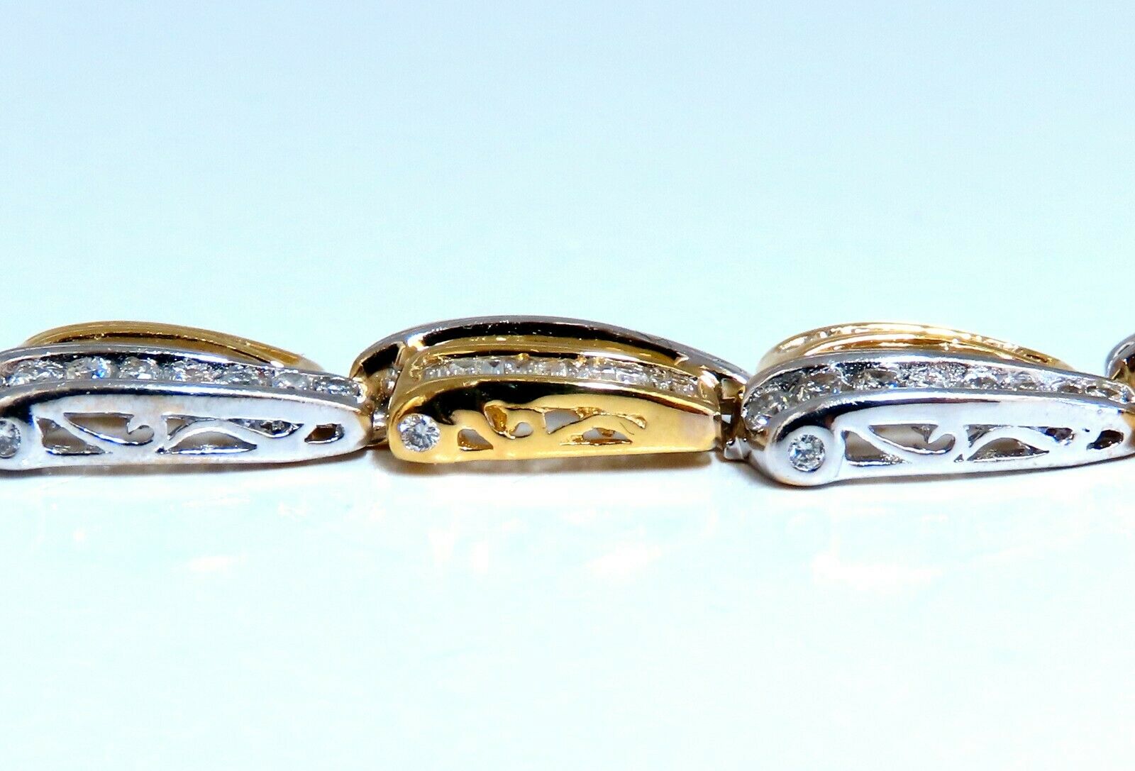 3.54ct Natural Baguette & Round Diamond Tennis Bracelet in 14K Gold - Elegant Channel Setting for Women's Jewelry - Perfect for Weddings, Anniversaries and Special Occasions