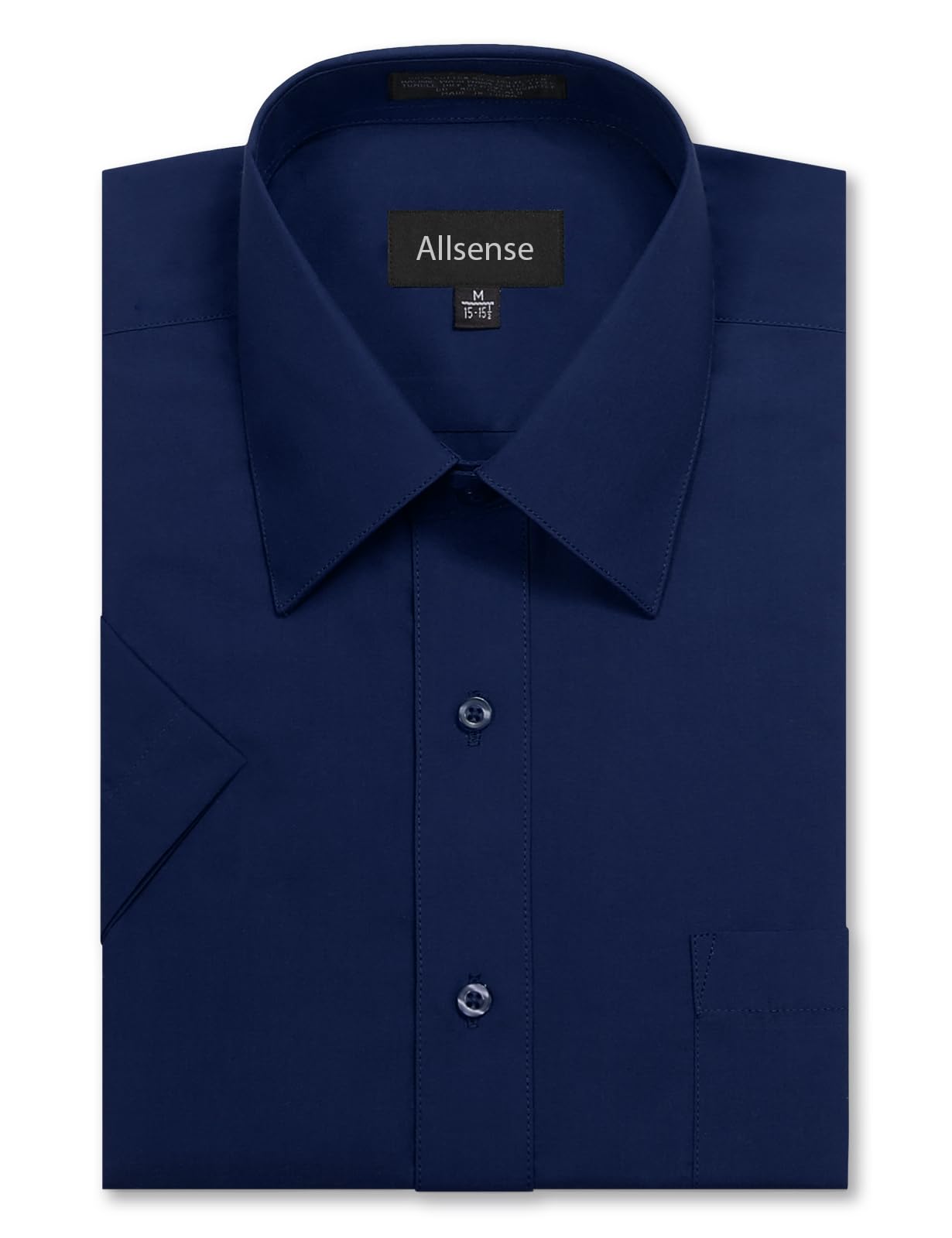 Allsense Men’s Regular-Fit Short-Sleeve Dress Shirt - Premium Cotton Business Casual Shirt for Office, Wedding & Formal Events