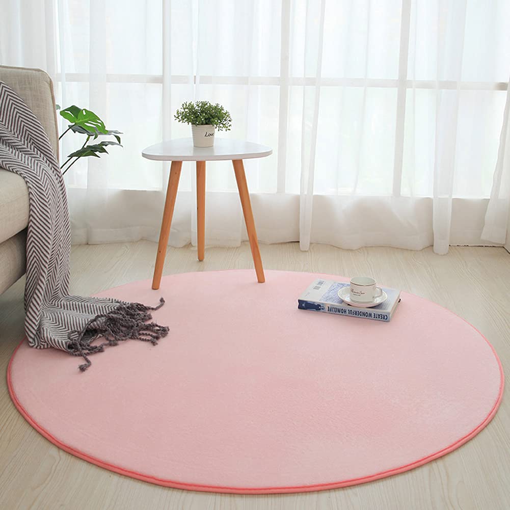 Non-Slip Round Chair Mat for Hardwood Floors - 31 Inch Office Desk Protector, Durable Low Pile Carpet Mat for Home & Computer Workspaces - Soft Plush Surface, Multi-Purpose Floor Protector in Pink - Perfect for Rolling Chairs, Home Offices & Workspaces