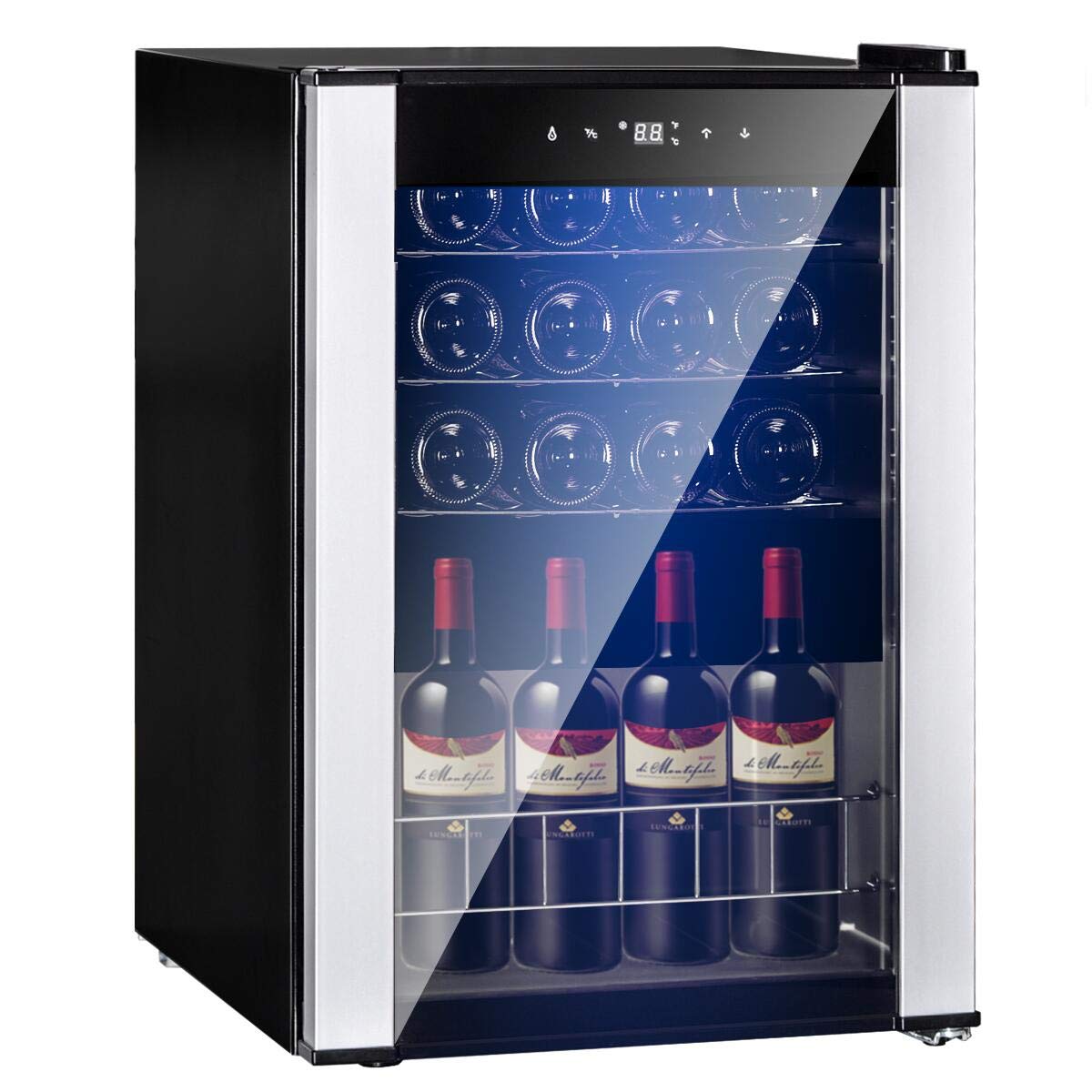 19 Bottle SMETA Undercounter Wine Refrigerator - Portable Mini Wine Cooler & Beer Fridge for Red, White Wine, Champagne & Cava - Quiet Stainless Steel Bar Cellar (25
